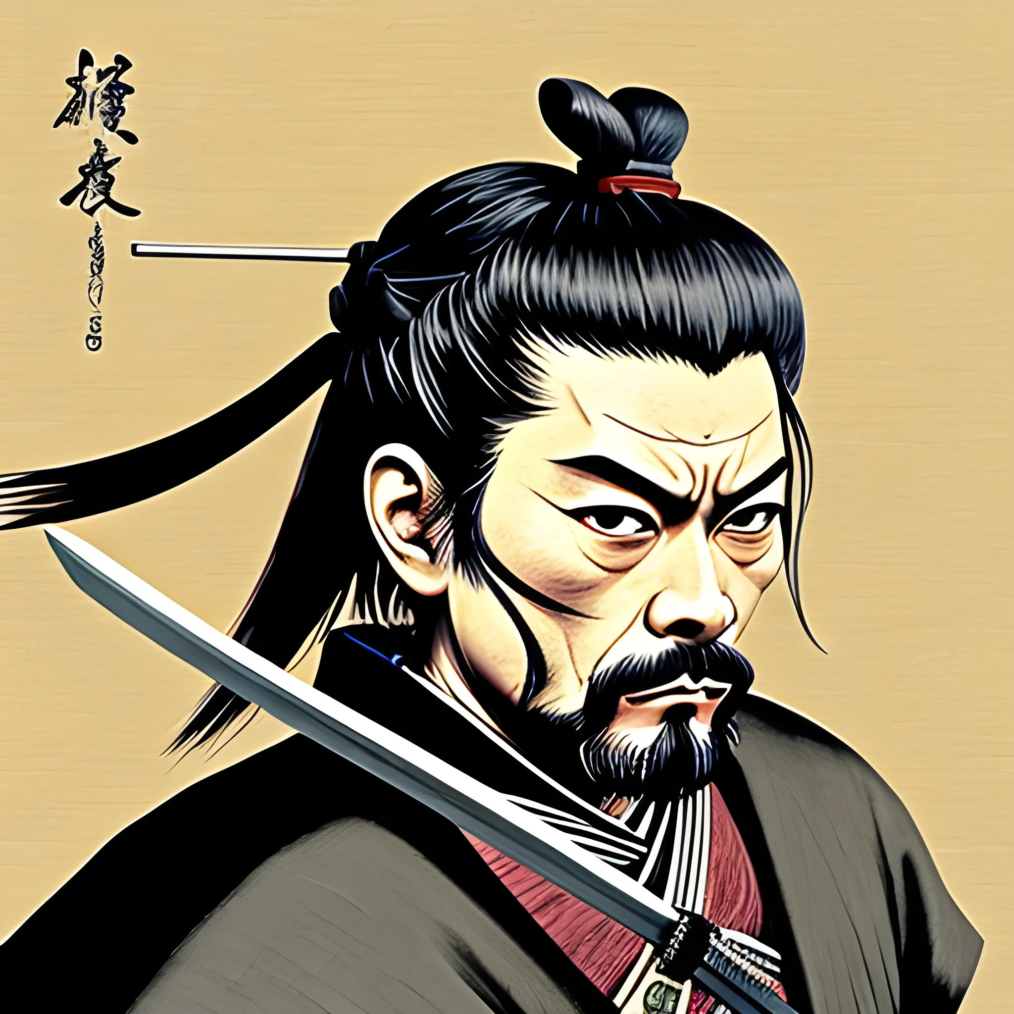 samurai, miyamoto musashi, high quality, ,masterpiece, regal - Arthub.ai