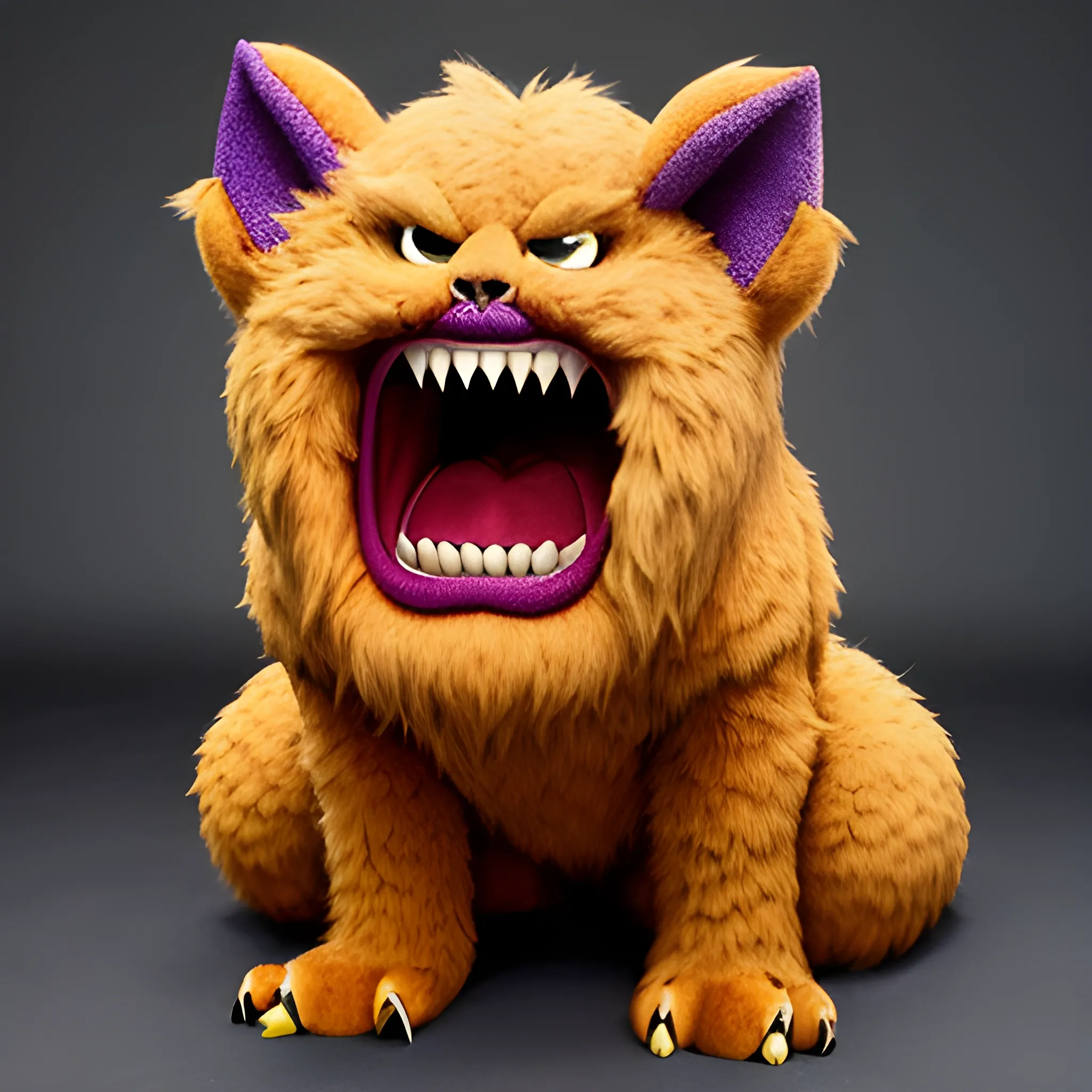 photo attention - grabbing > a small furry monster growls adorably but menacingly							
