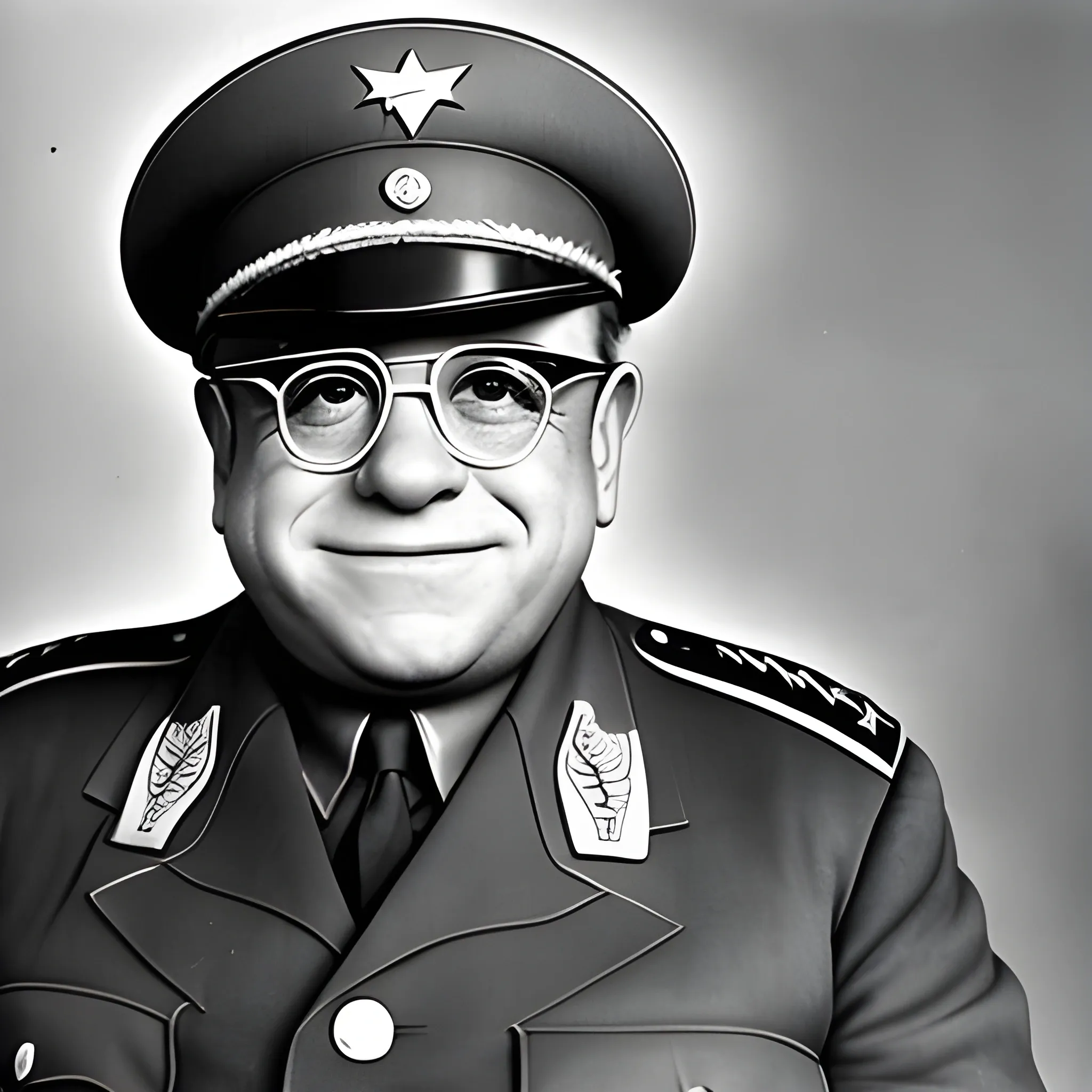 1942 photograph of Danny DeVito dressed as a Soviet officer