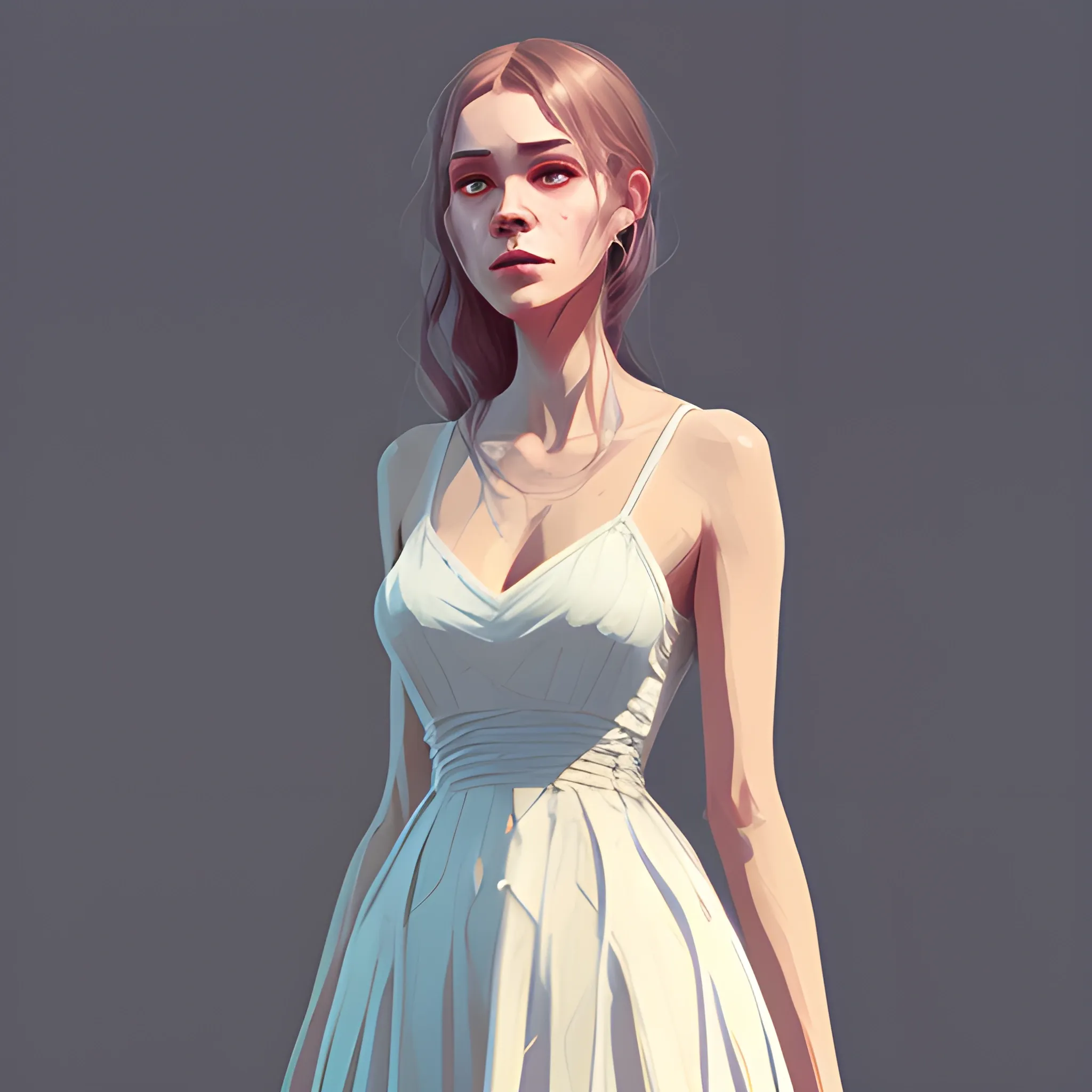 

A woman wearing a dress, ArtStation trending, detailed, digital art, calm colors,