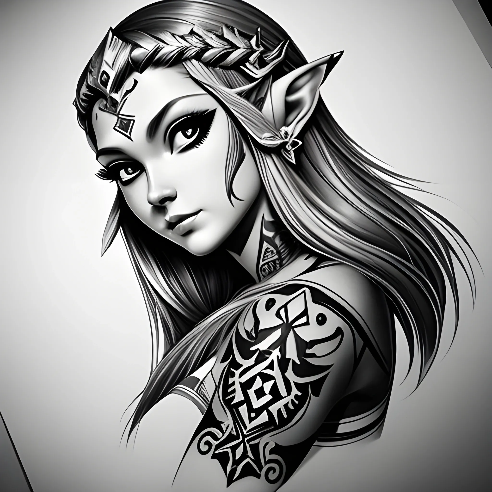 Tattoo Design Stencil Portrait Of Princess Zelda By Artgerm Arthub ai