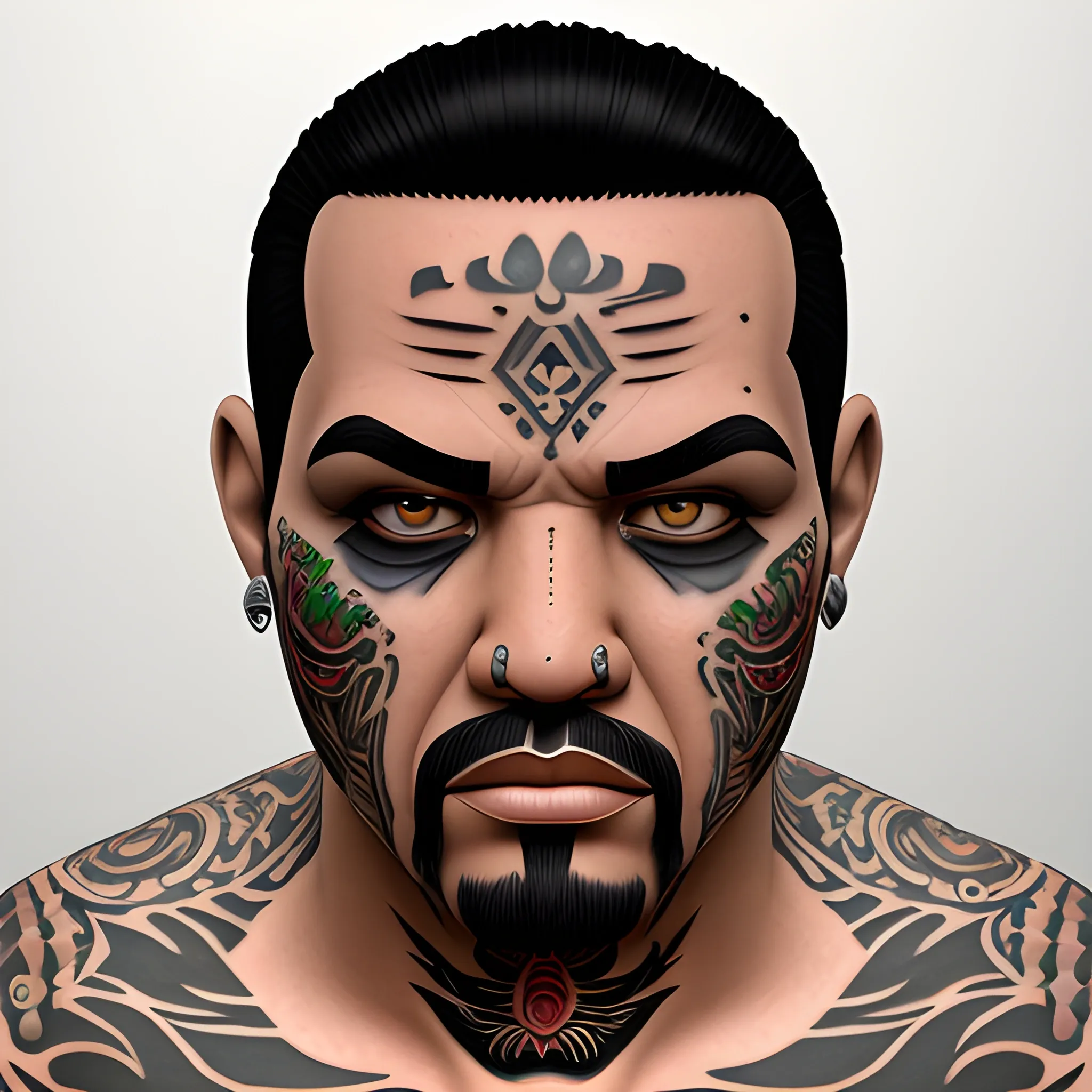 CHOLO TATTOO, CHICANO, 3D, FACE, AVATAR STYLE