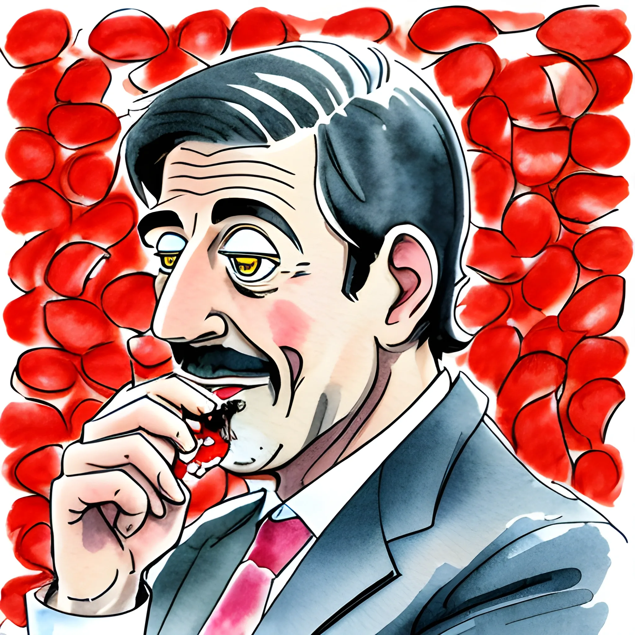 italian ceo eating roten garbage 
, Cartoon, Water Color, Trippy