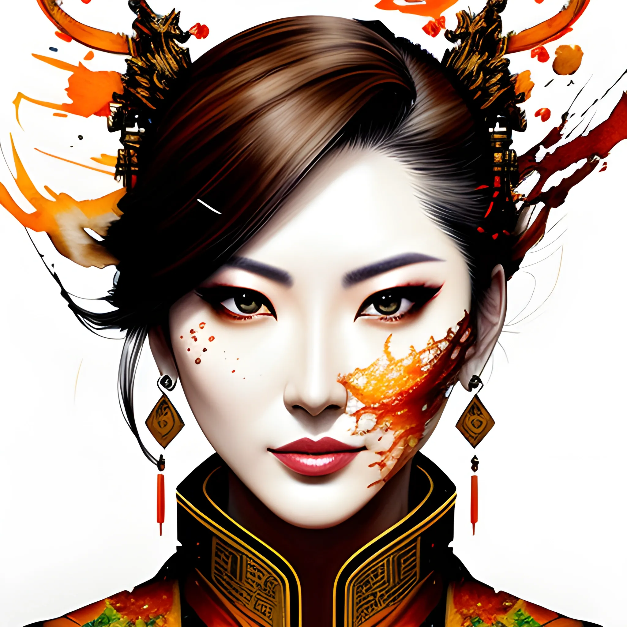face portrait of MeiyuCipher brown haired girl,Like Chinese actr ...