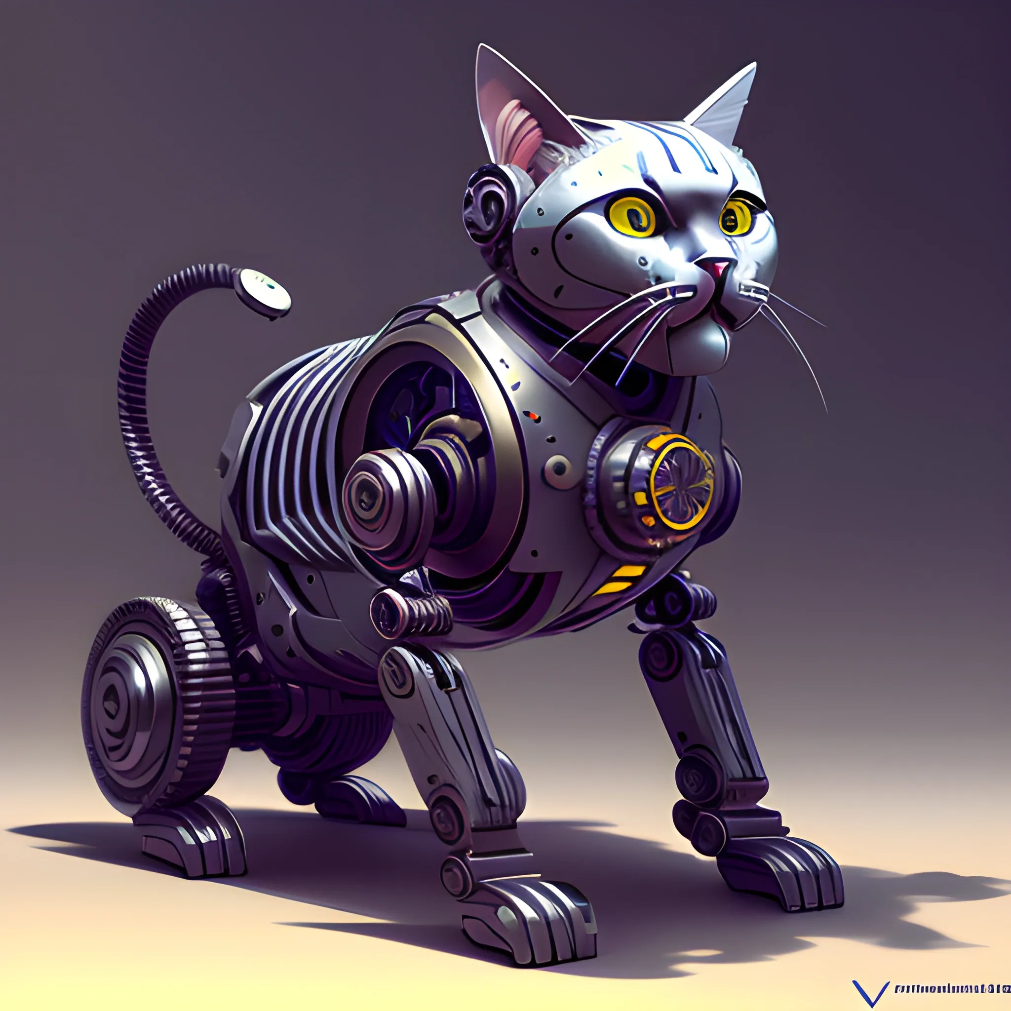 a mechanical robotic cat by viktor antonov, dishonored, concept art, intricate, detailed, dramatic, artstation, colorful