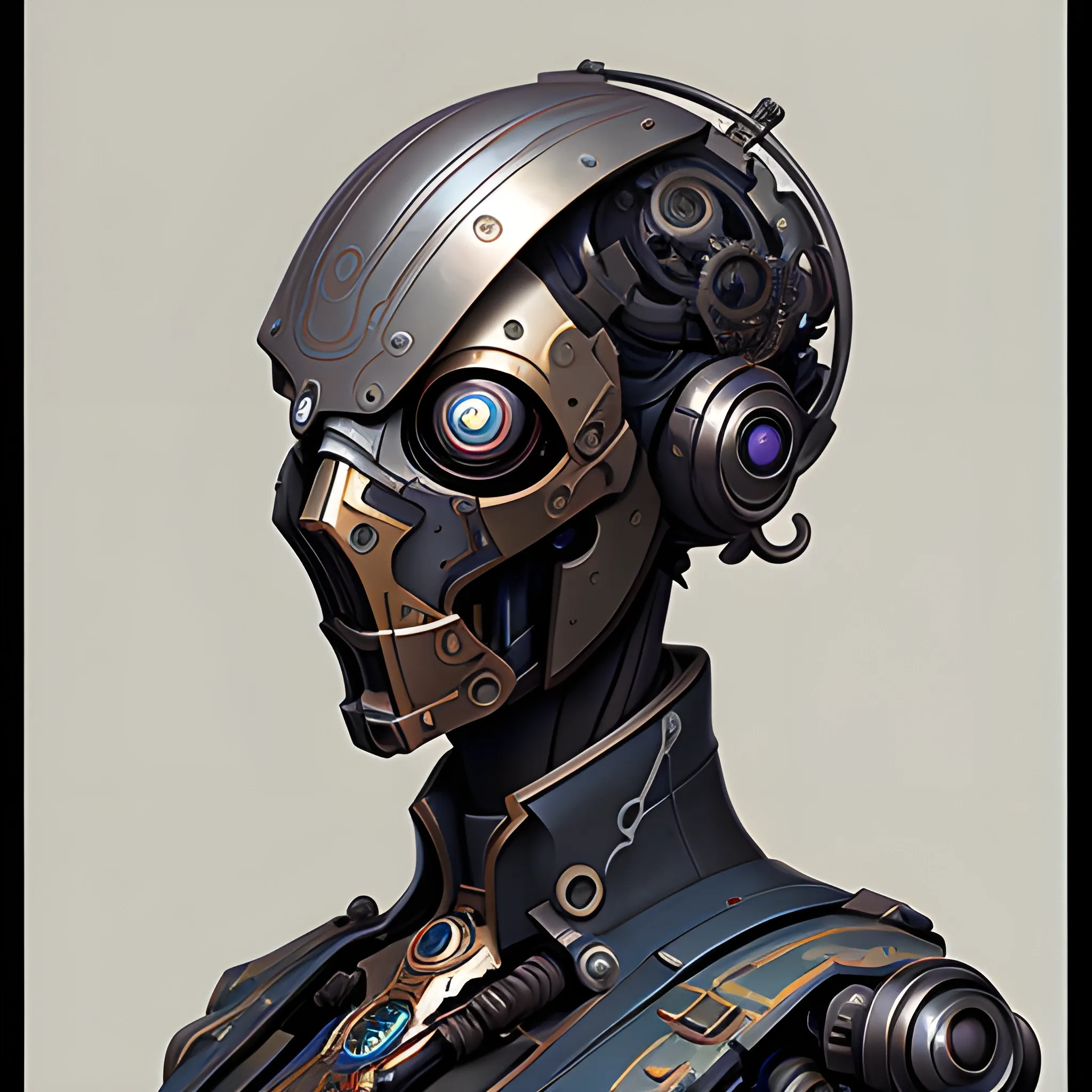 a mechanical robotic woman, dishonored, concept art, intricate, detailed, dramatic, artstation, colorful