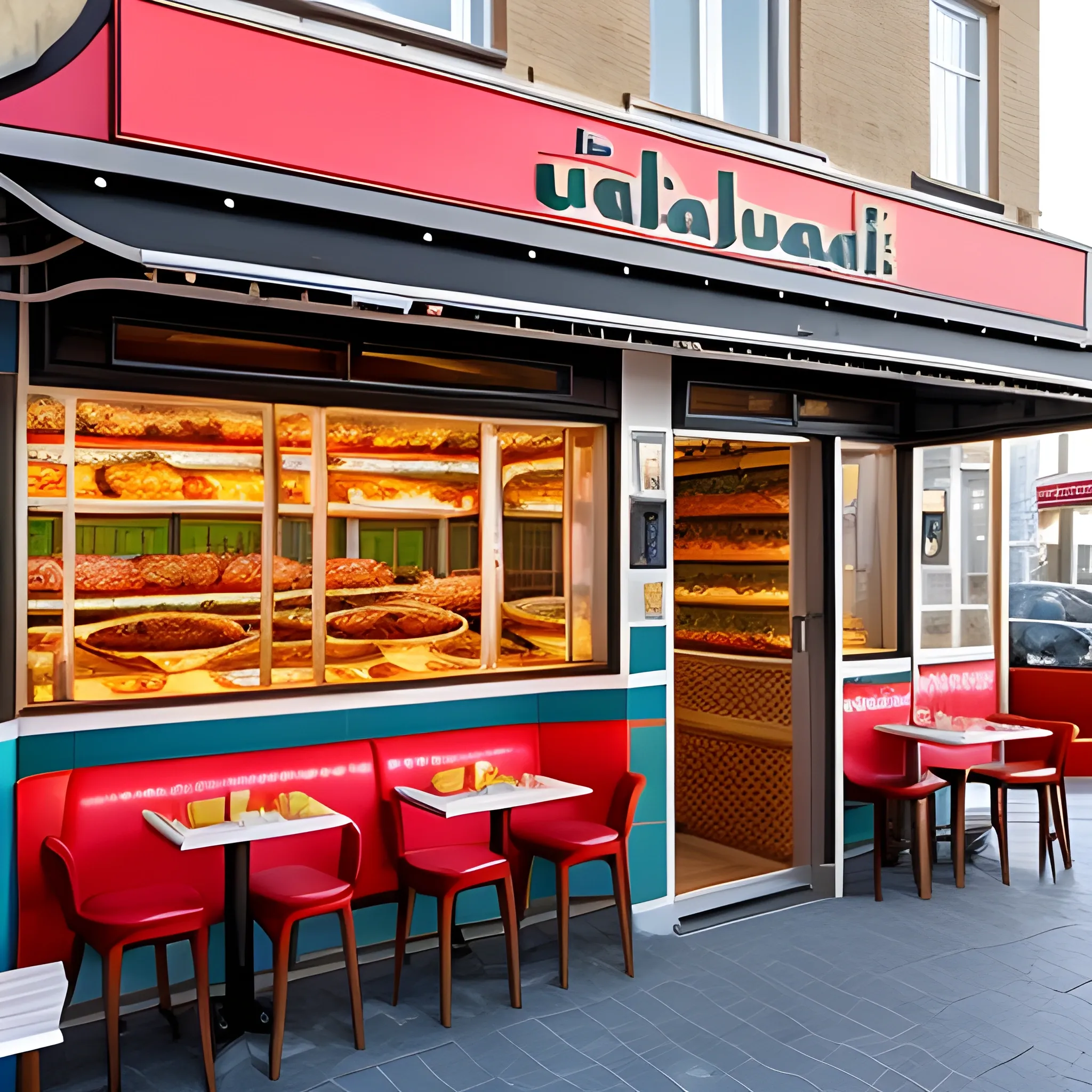 une façade d'un restaurant de kebab moderne qui s'appelle Tulipwich
