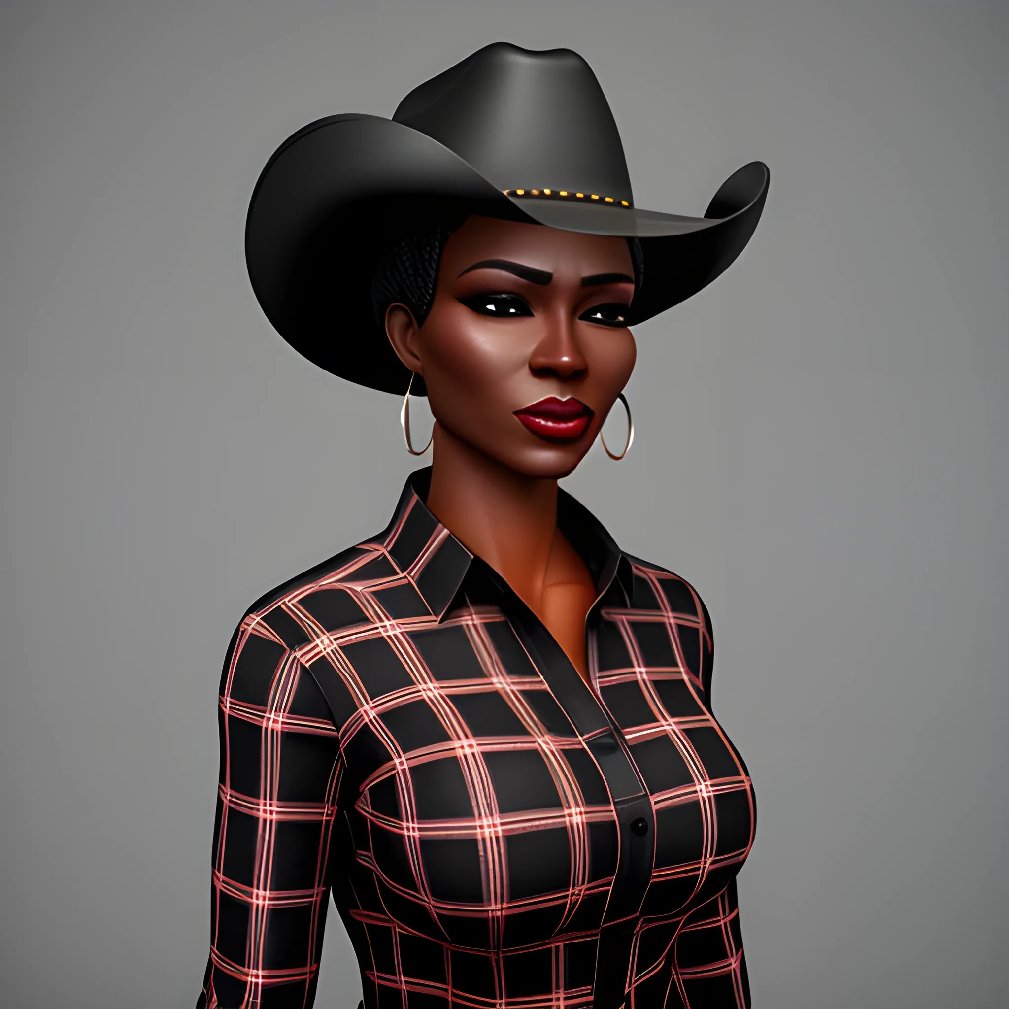 Masterpiece, 3D render, high detail, adult african female, weari ...