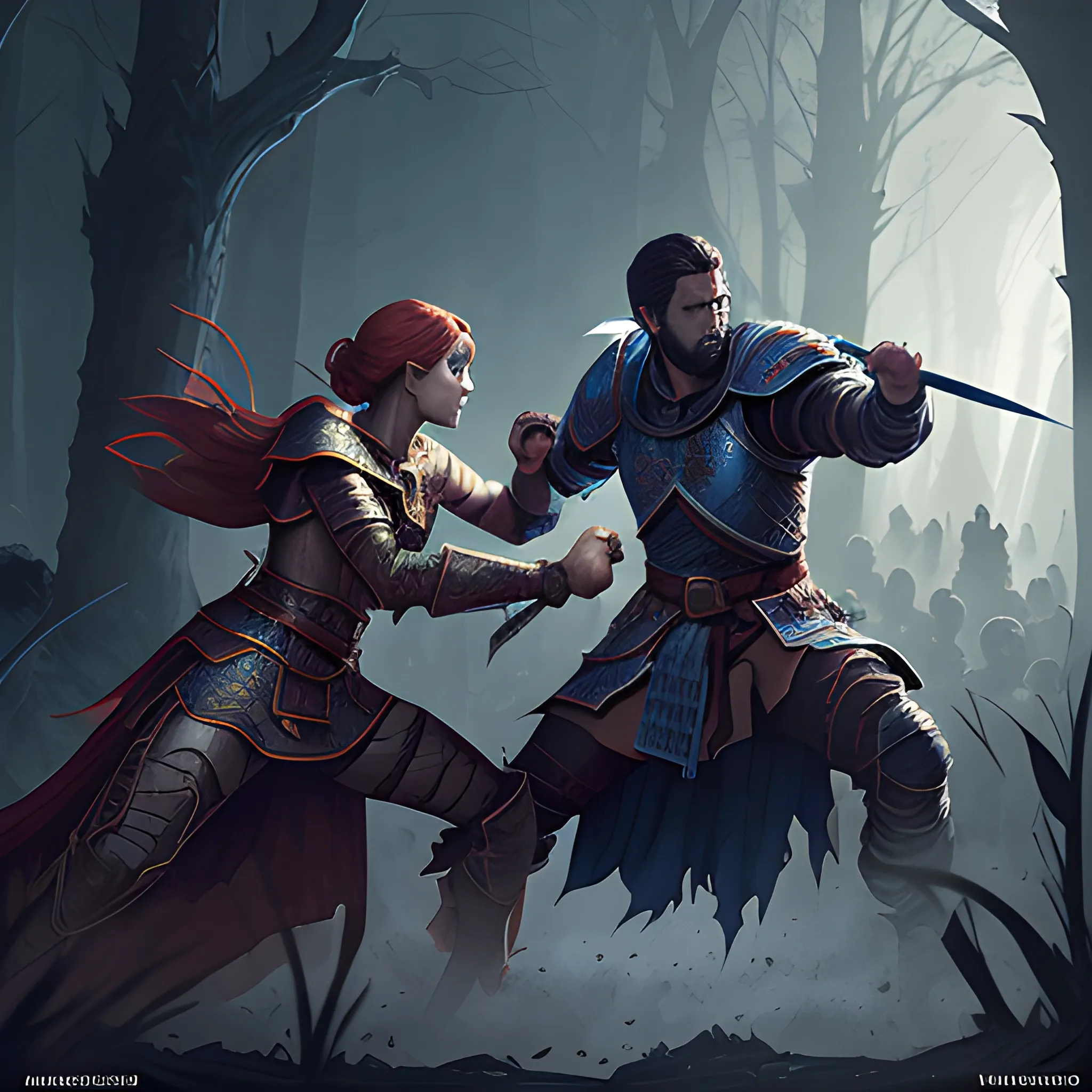 mage and warrior are fightning together against monster, mage and warrior are fighting against a monster, mage and warrior, mage and knight, wizard and mage | |realistic shaded, fine details, realistic shaded lighting poster by greg rutkowski, magali villeneuve, artgerm, jeremy lipkin and michael garmash and rob rey