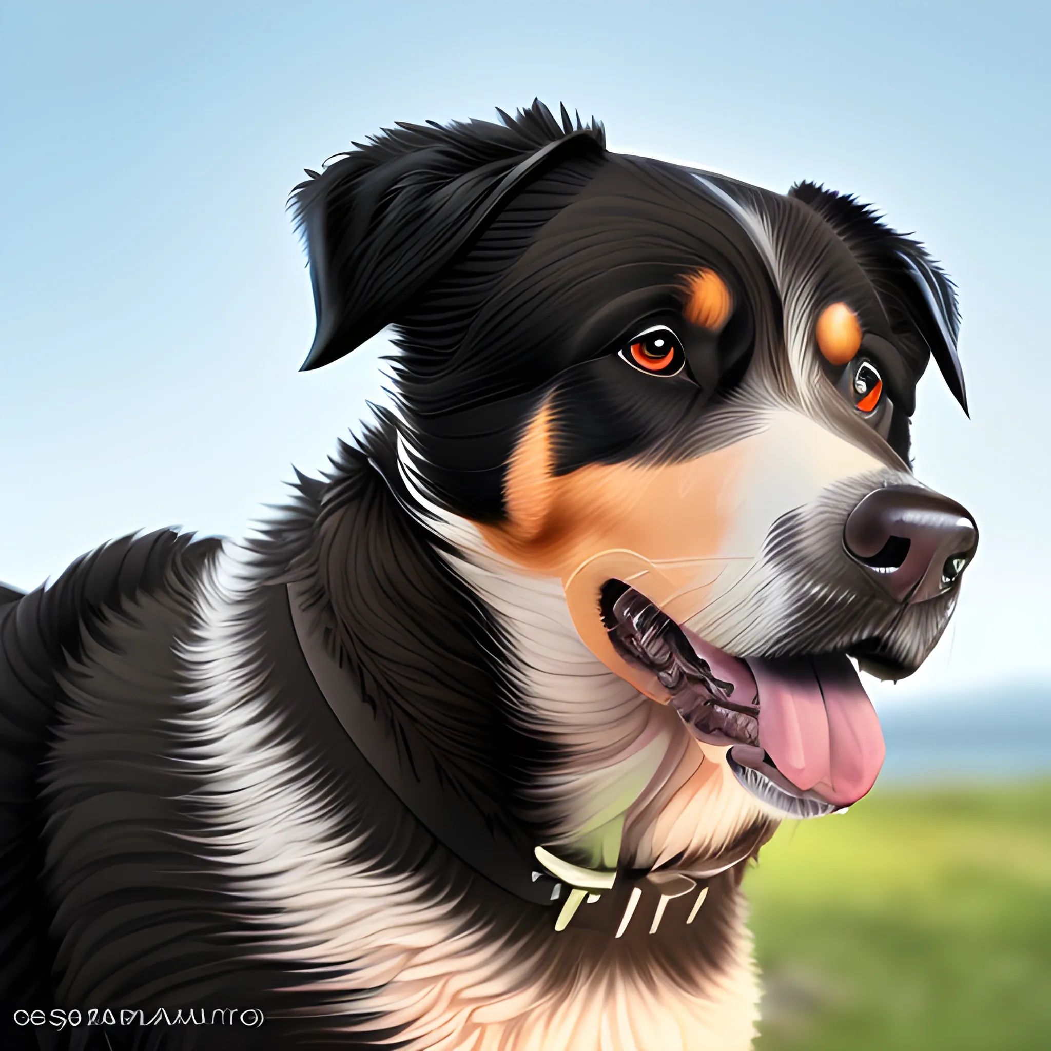 portrait of crossbreed dog between labrador and collie, super detailed. Ultra definition. Photo realistic. pics art style