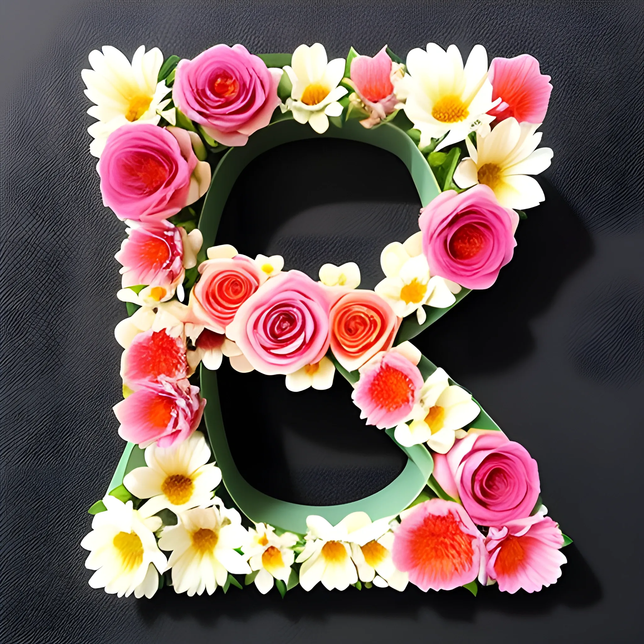 the alphabet letter A as flowers that each flower is made from t