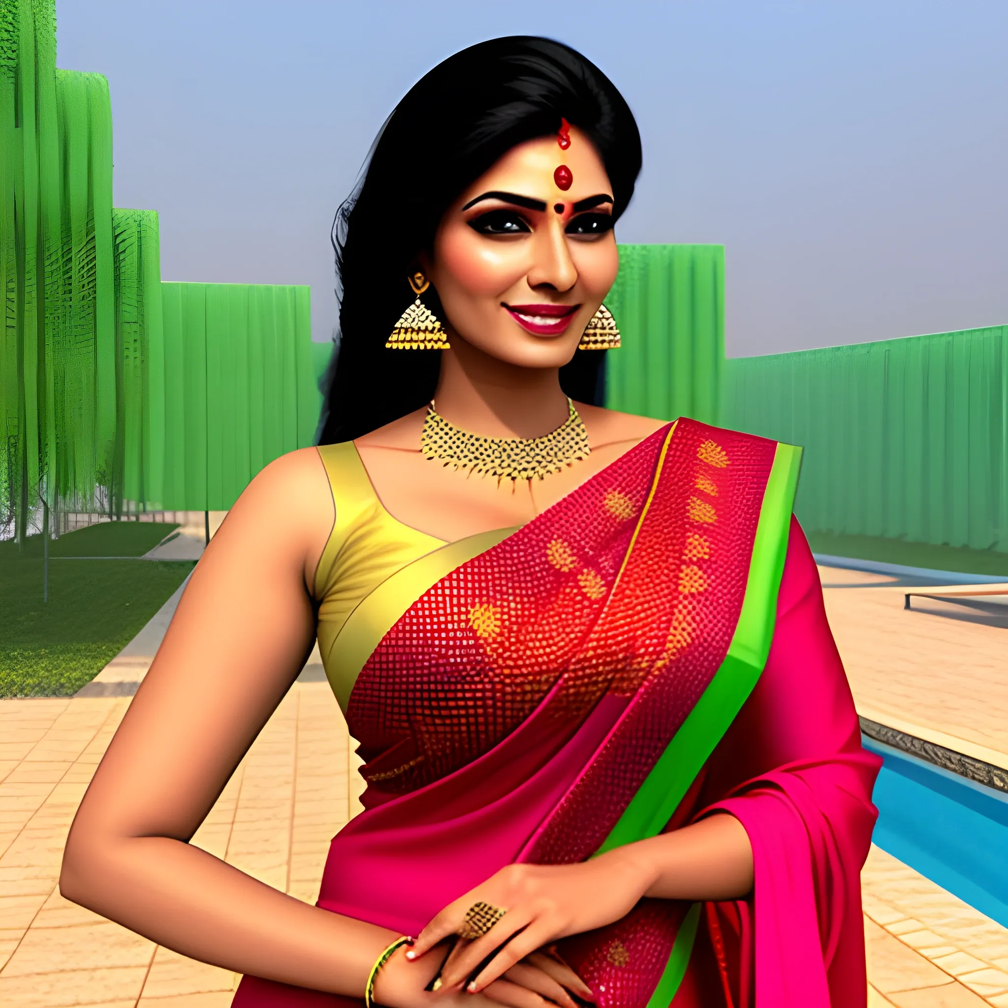 Indian Girl Wearing Saree Hot 3d Arthub Ai