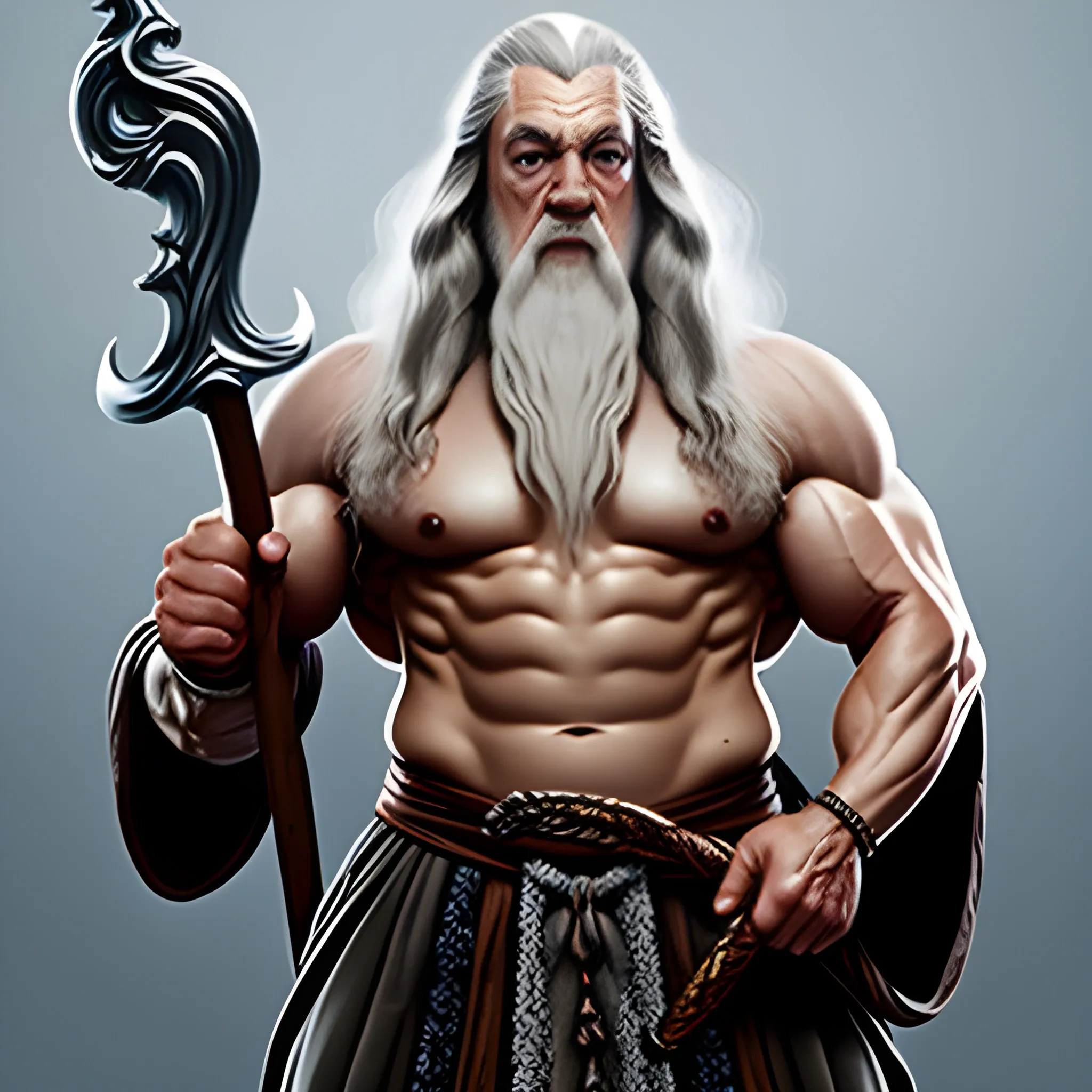 buffed gandalf with big muscles