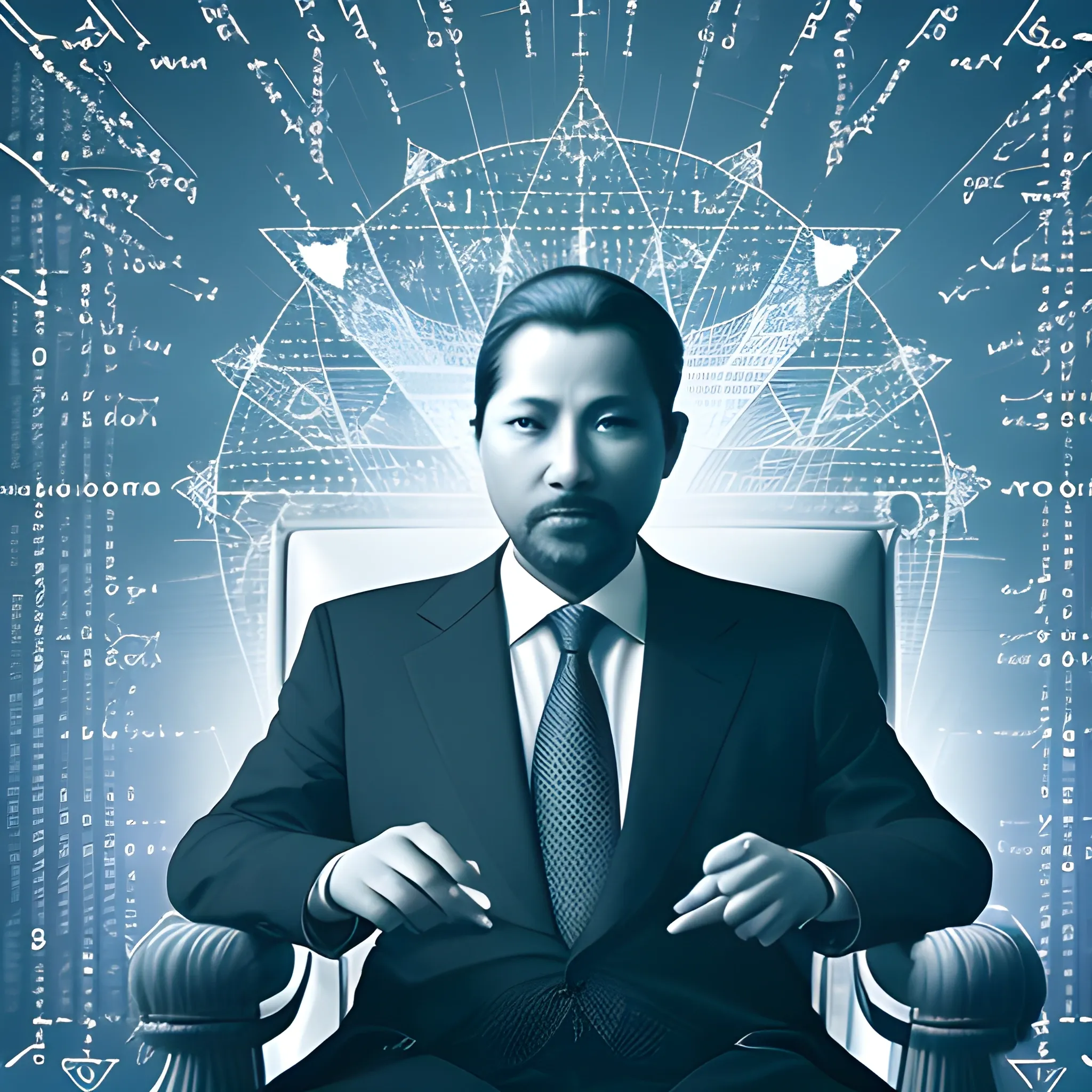 Create an image depicting the chess' king as the visionary leader of the data-driven kingdom, a symbol of authority and wisdom in the realm of business strategy. The king is portrayed as a distinguished and confident figure, radiating a sense of power and control. The image should showcase the king seated on a throne, adorned with symbols of data and technology, emphasizing his central role in guiding the organization's data-driven initiatives. Surrounding the king, incorporate elements that represent the interconnectedness of data and business, such as network patterns or data visualizations, symbolizing the king's ability to make informed decisions based on valuable insights. The image should evoke a sense of respect and admiration for the king's strategic prowess and his ability to lead the organization towards success through data-driven approaches.
