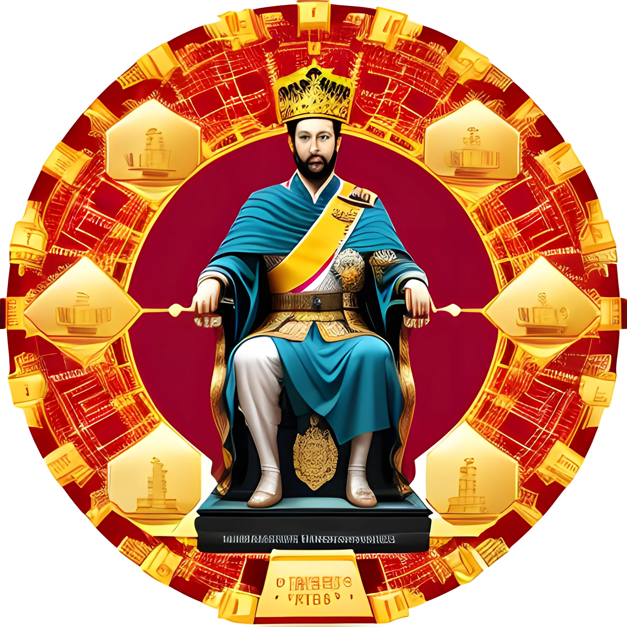 Create an image depicting the chess' king as the visionary leader of the data-driven kingdom, a symbol of authority and wisdom in the realm of business strategy. The king is portrayed as a distinguished and confident figure, radiating a sense of power and control. The image should showcase the king seated on a throne, adorned with symbols of data and technology, emphasizing his central role in guiding the organization's data-driven initiatives. Surrounding the king, incorporate elements that represent the interconnectedness of data and business, such as network patterns or data visualizations, symbolizing the king's ability to make informed decisions based on valuable insights. The image should evoke a sense of respect and admiration for the king's strategic prowess and his ability to lead the organization towards success through data-driven approaches.
