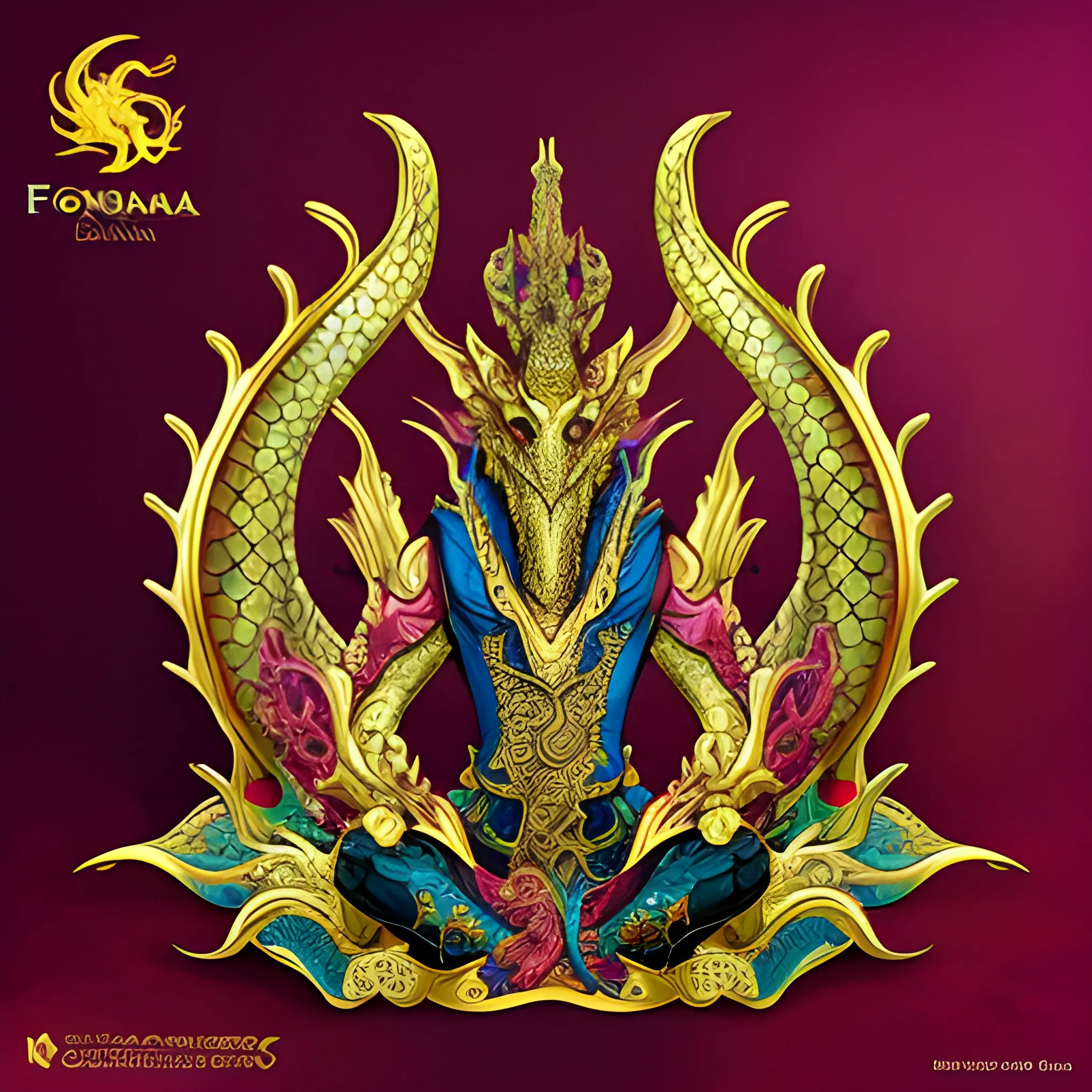 dragon oriental  escamas doradas, fondo estelar con colores calidos, que en la cabeza sus cuernos formen una corona