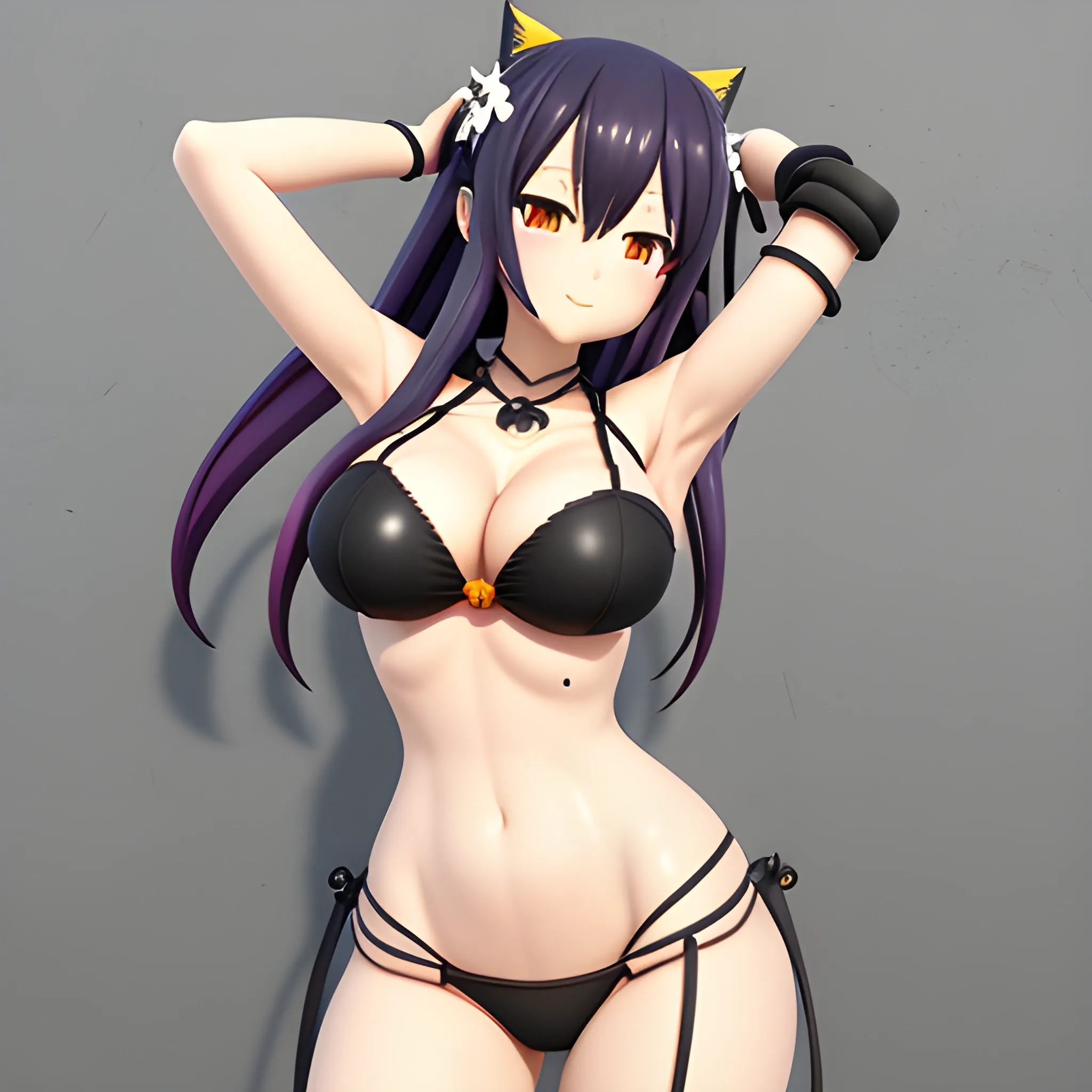 date on live, anime, kurumi ,cute ,art by date on live ,character Kurumi Tokisaki , wearing black bikini, big boob,big thighs, big heart eye, ara ara pose, creep smile, detailed face , stuck in a wall and head come out, extremely detailed CG unity 8k,light on face,(((sexy))), ((masterpiece)), (perfect female figure),, 3D