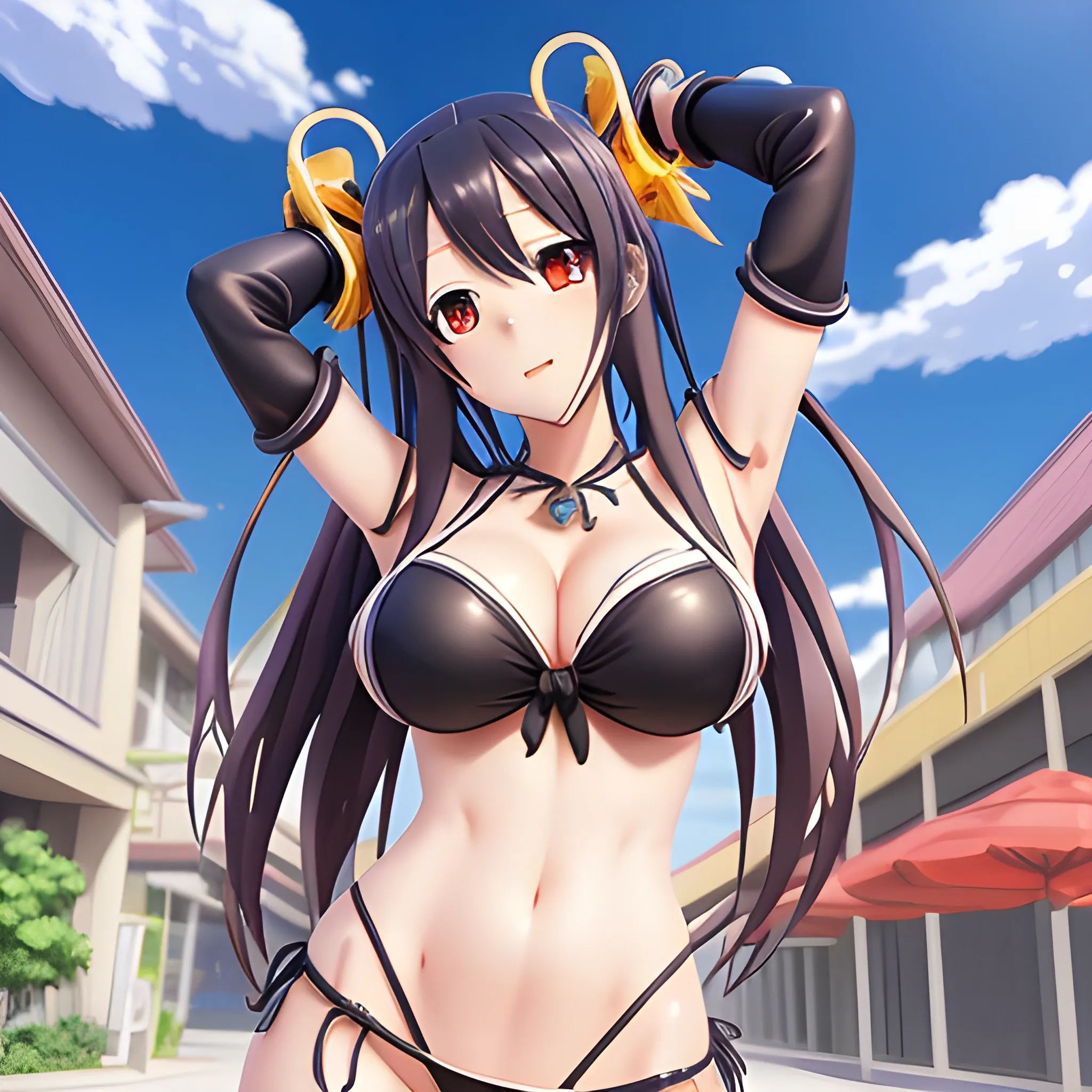 date on live, anime, kurumi ,cute ,art by date on live ,character Kurumi Tokisaki , wearing black bikini, big boob,extremely detailed CG unity 8k,light on face,(((sexy))), ((masterpiece)), (perfect female figure),