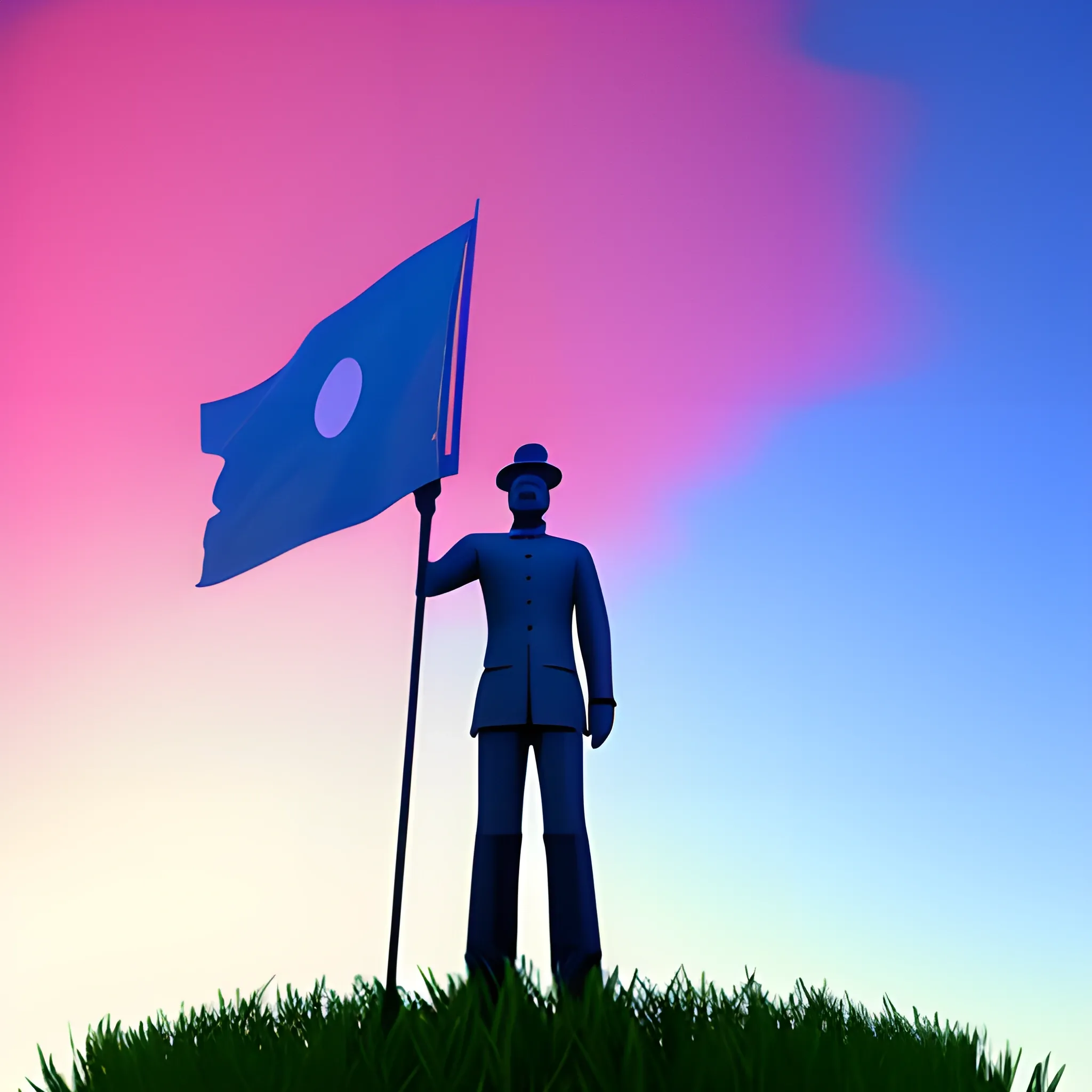 Trippy, 3D, me standing on top of the hill waving mobile lefend game s flag