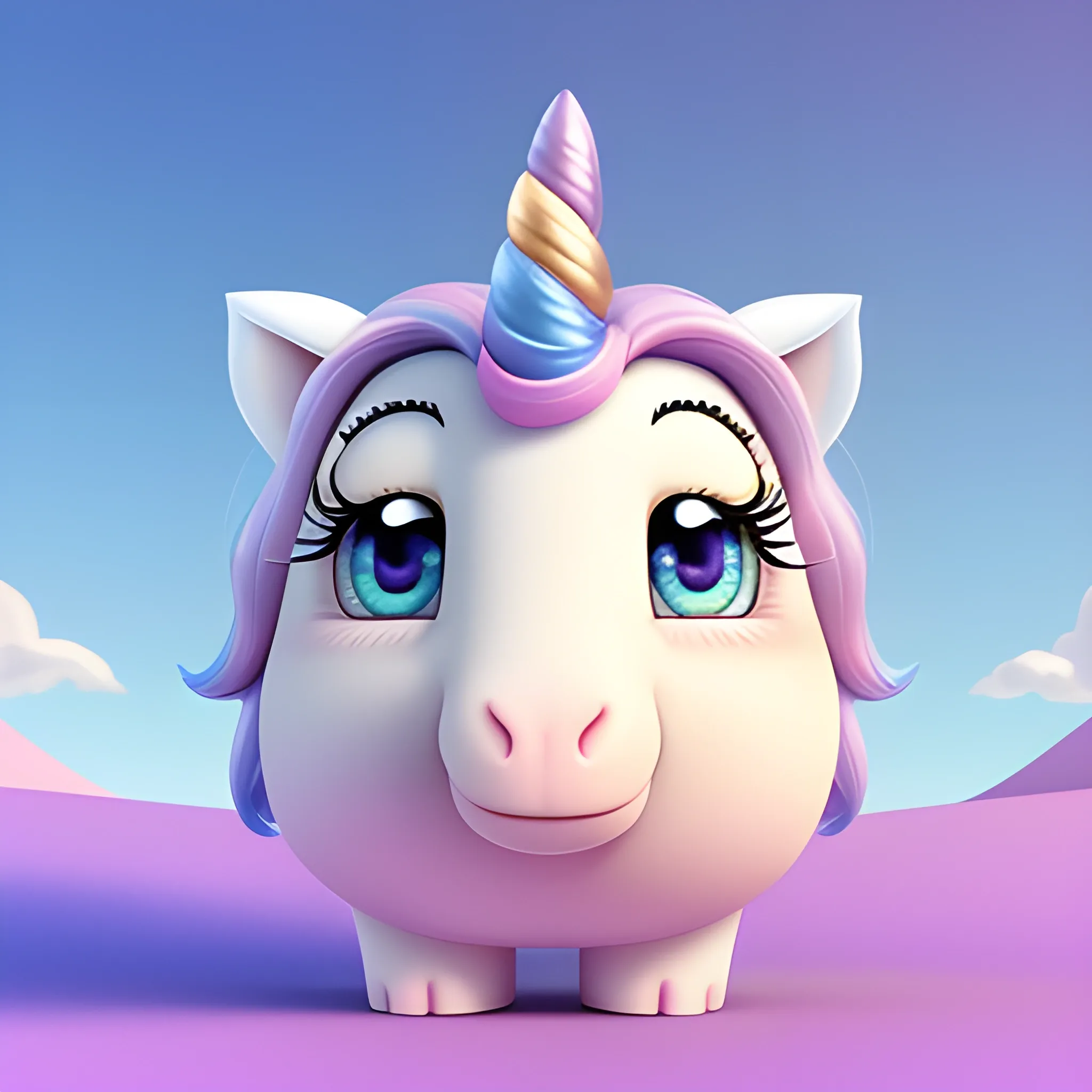 Super Adorable small unicorn, rendered by pixar cartoon, sweet smile, character full body, so cute, excited, bright eyes, big and colorful eyes, slim body big head, shiny and fluffy, fairytale, energetic, playful, 3D, incredibly high detail, 16k, octane rendering, gorgeous, ultra-wide angle, without background
