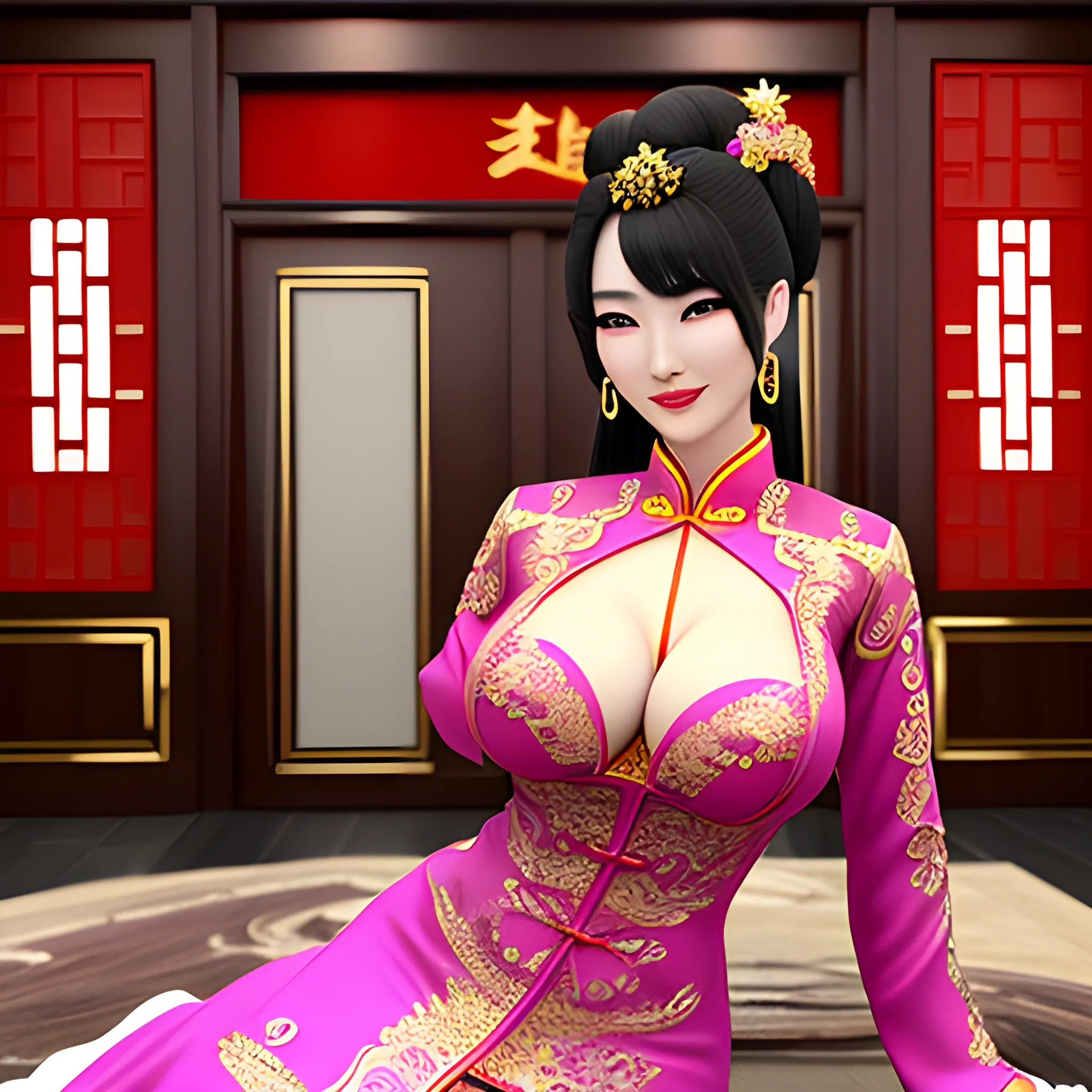 Chinese young star lady, 3D, Ultra Realistic, Chinese Palace, China Culture,Sexy