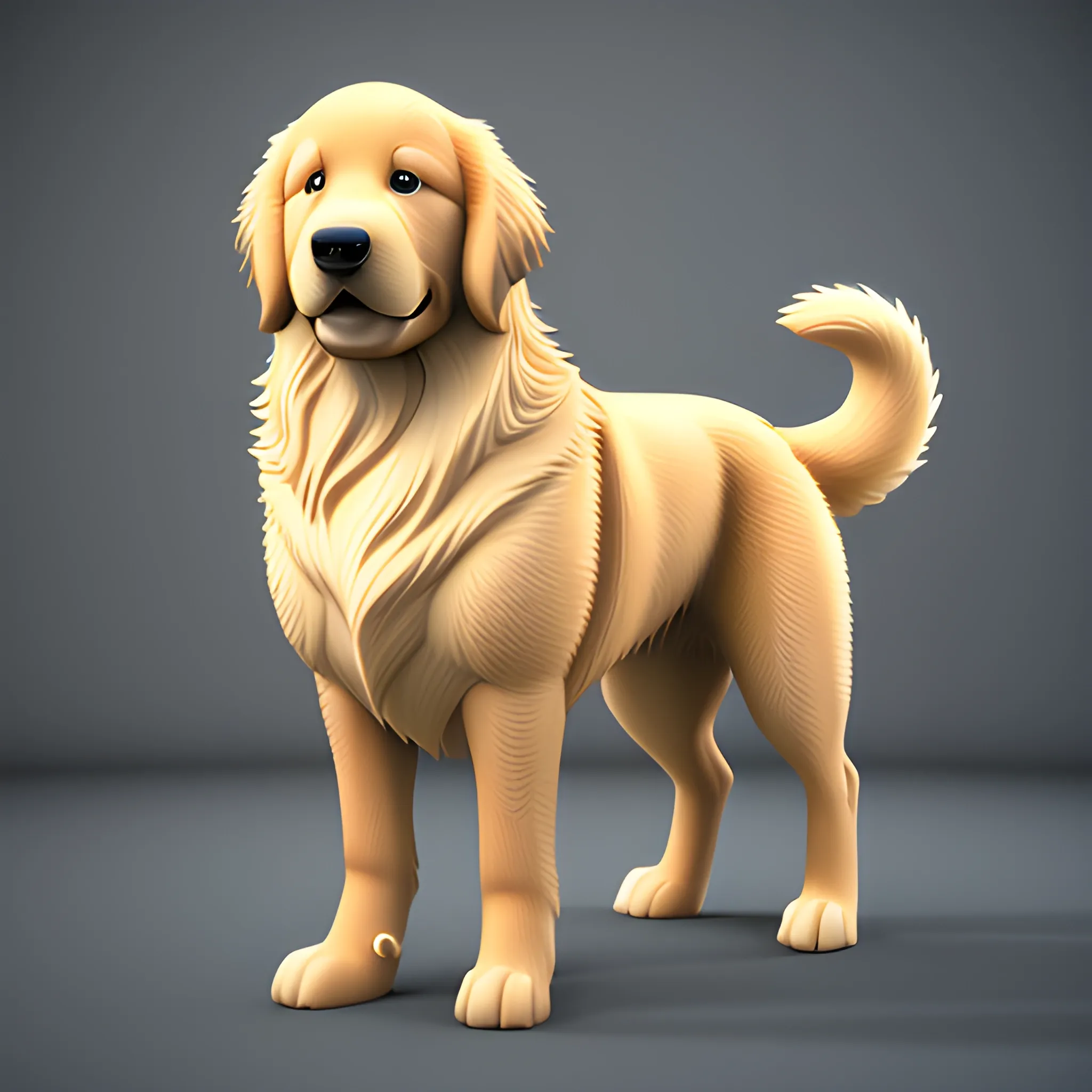 dog golden retriever called tomy, 4k, realistic, 3D