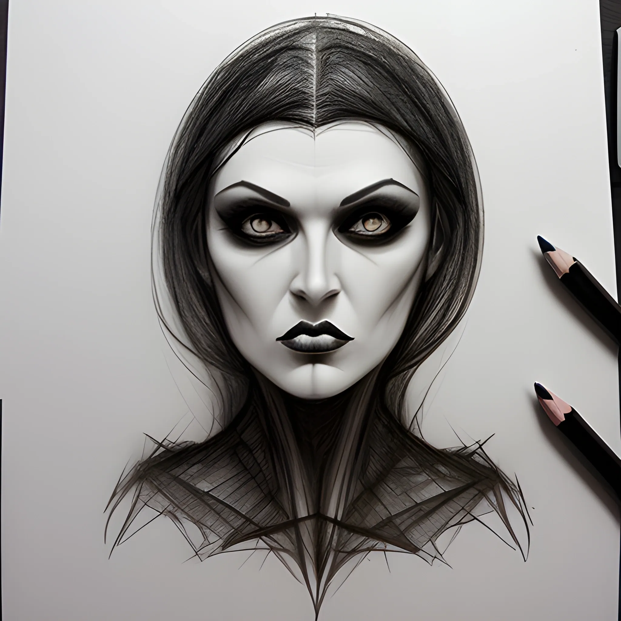 mujer gotica muy bella
, Pencil Sketch, 3D