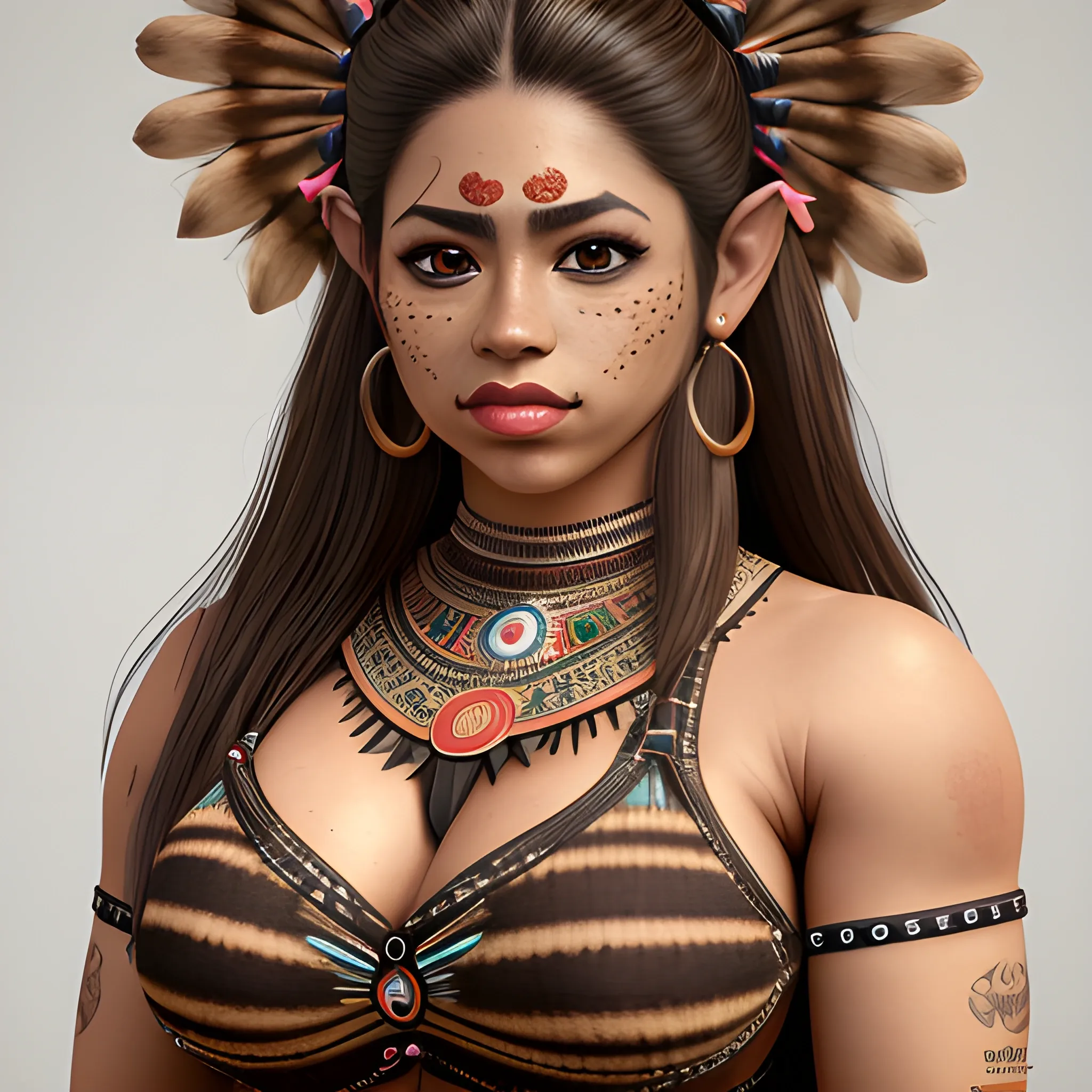 Masterpiece, portrait, realistic 3D, adult Hispanic female, fit