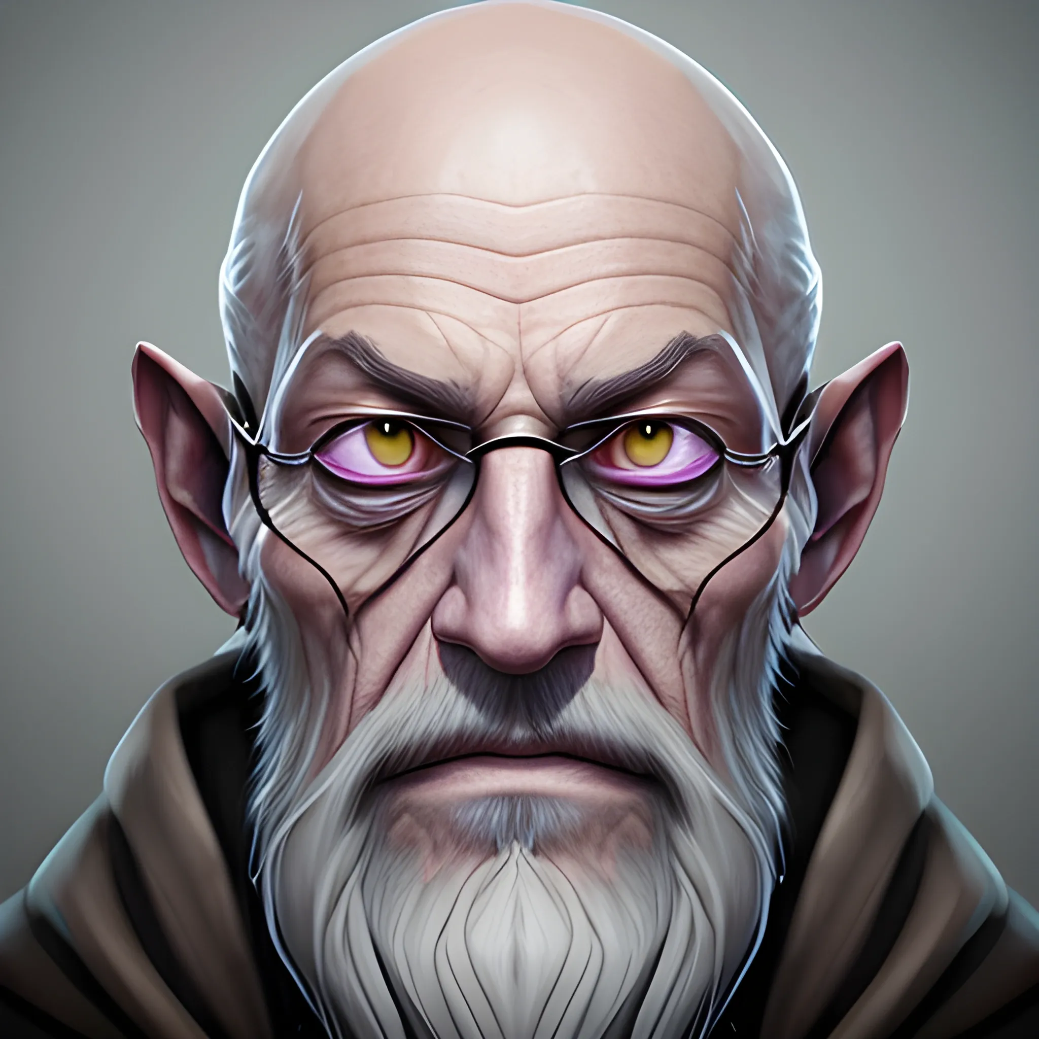 withered oldman mage portrait realistic art 
