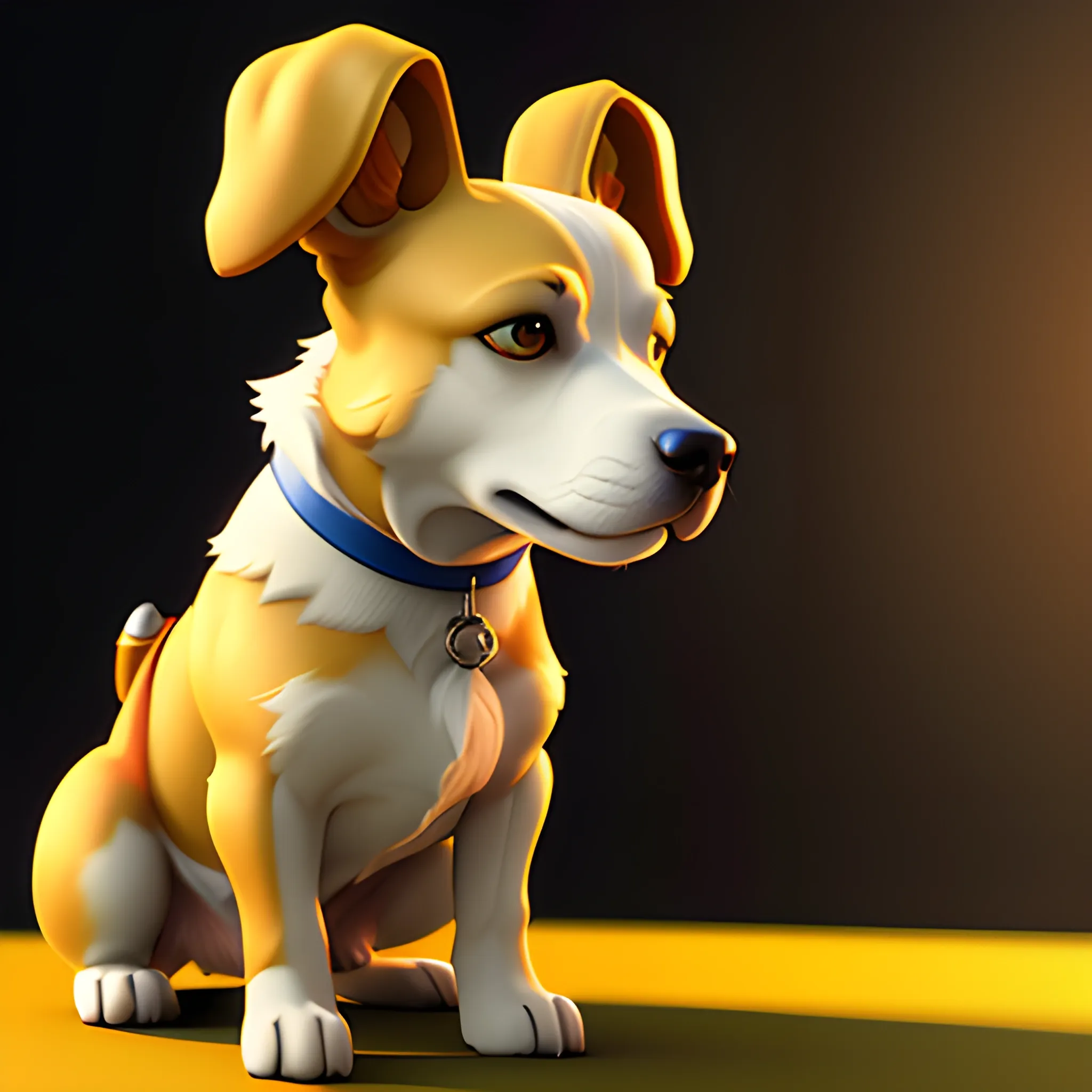 , Cartoon cute baby dog Golden, white background, Vermeer style, 12K, high quality, HD, octane render, cinematic lighting