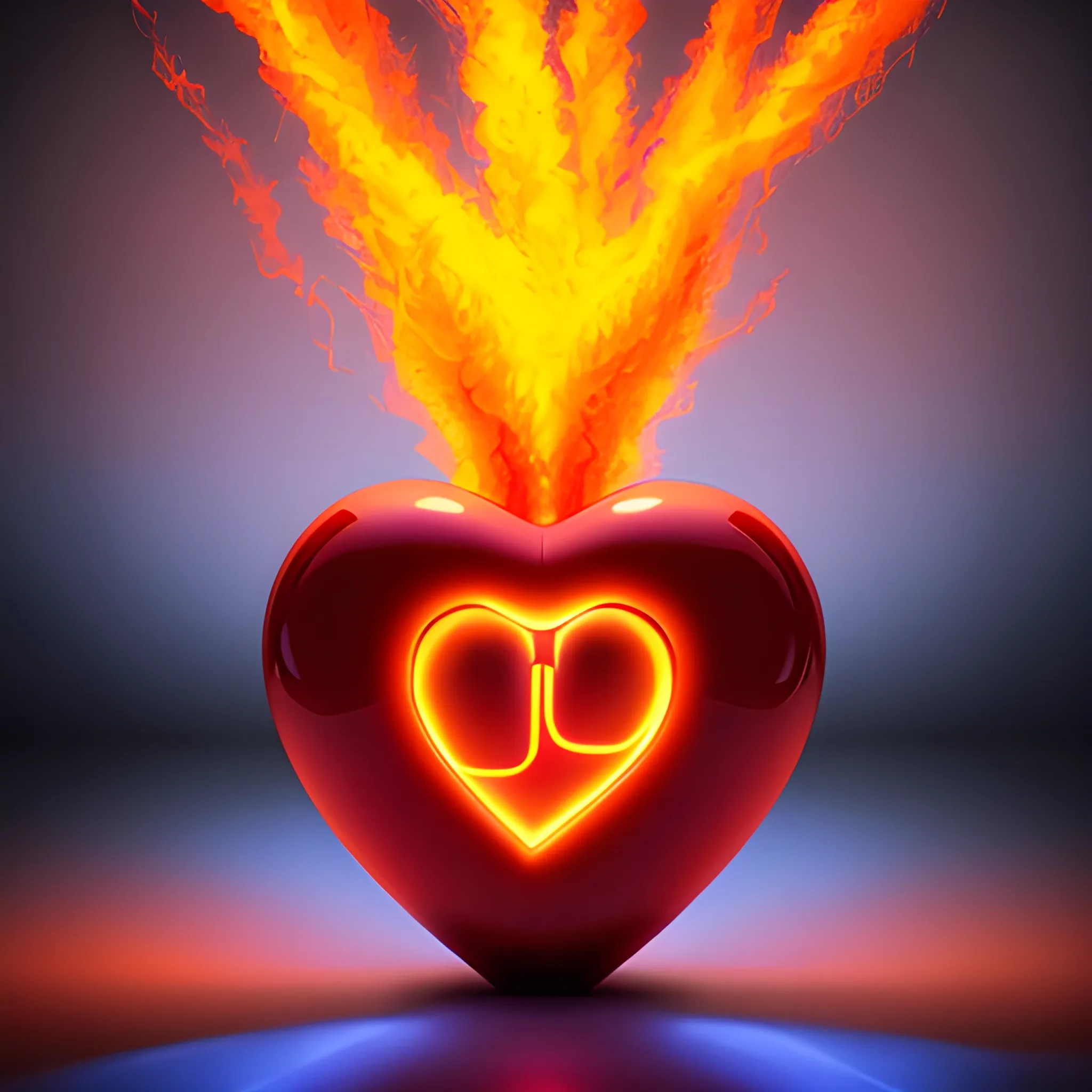 A Pixar 3D animation featuring a blazing fire consuming a heart ...