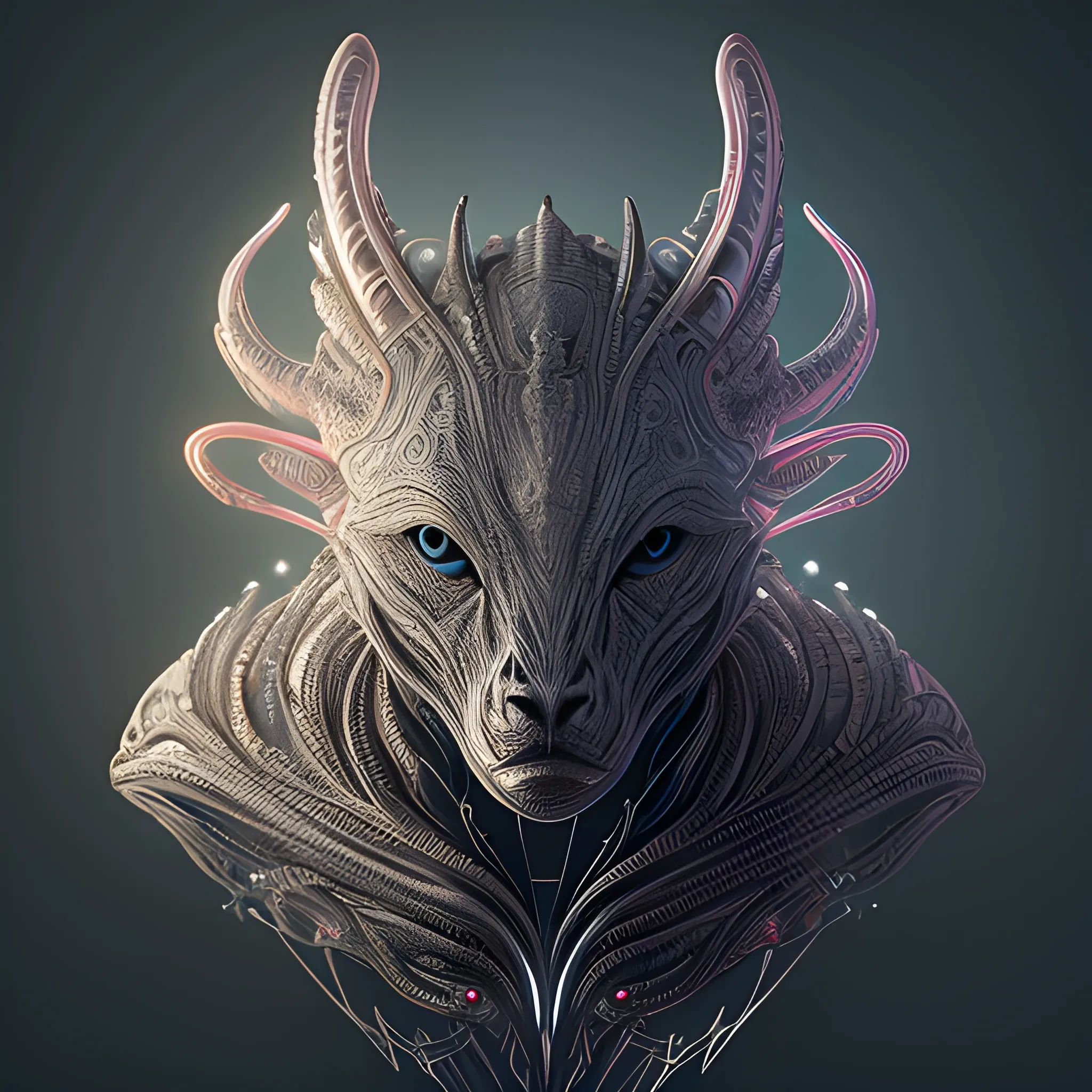 A detailed and intricate digital art piece in a cinematic style, this ultra high resolution portrait of a powerful alien beast is a true masterpiece. The beautiful lighting and playful design make it a trend-setter on ArtStation. A true award-winning work., 3D