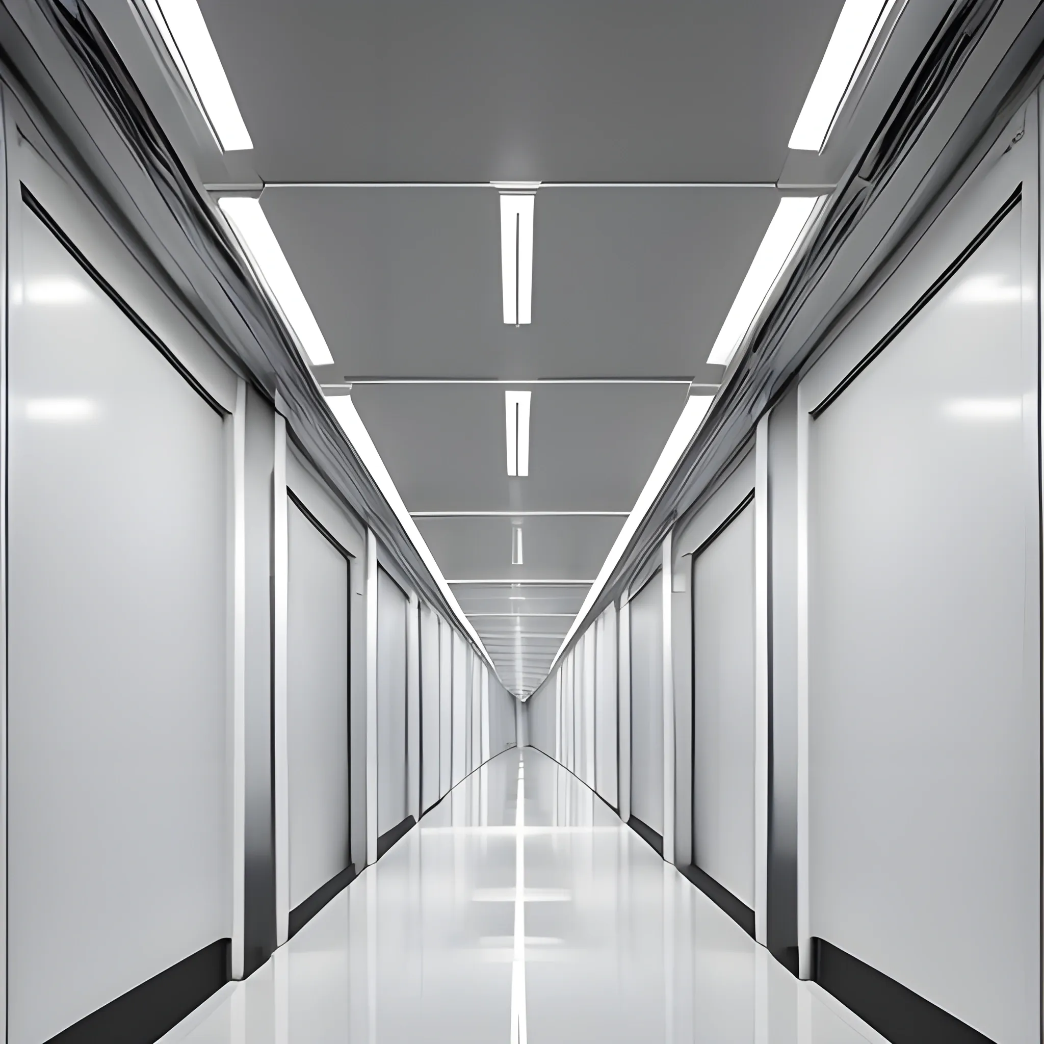 White clean metal corridor with many paths