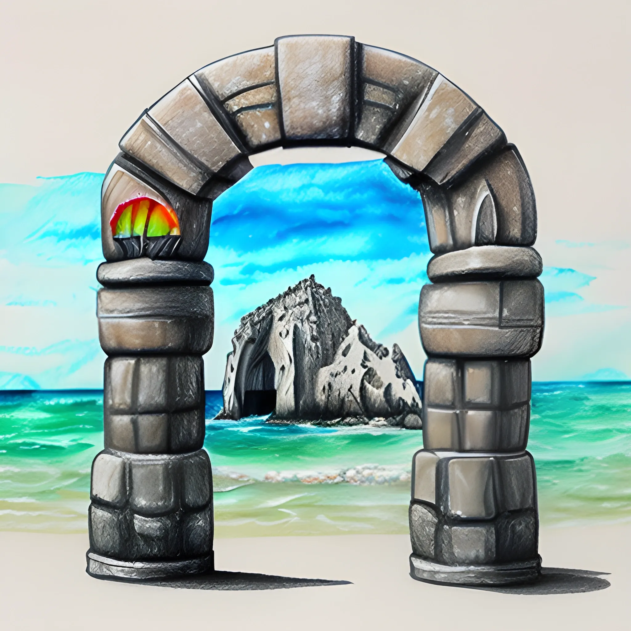   material de gemas El Arco de Cabo San Lucas es una formación rocosa,
, 3D, Pencil Sketch, Trippy, Water Color