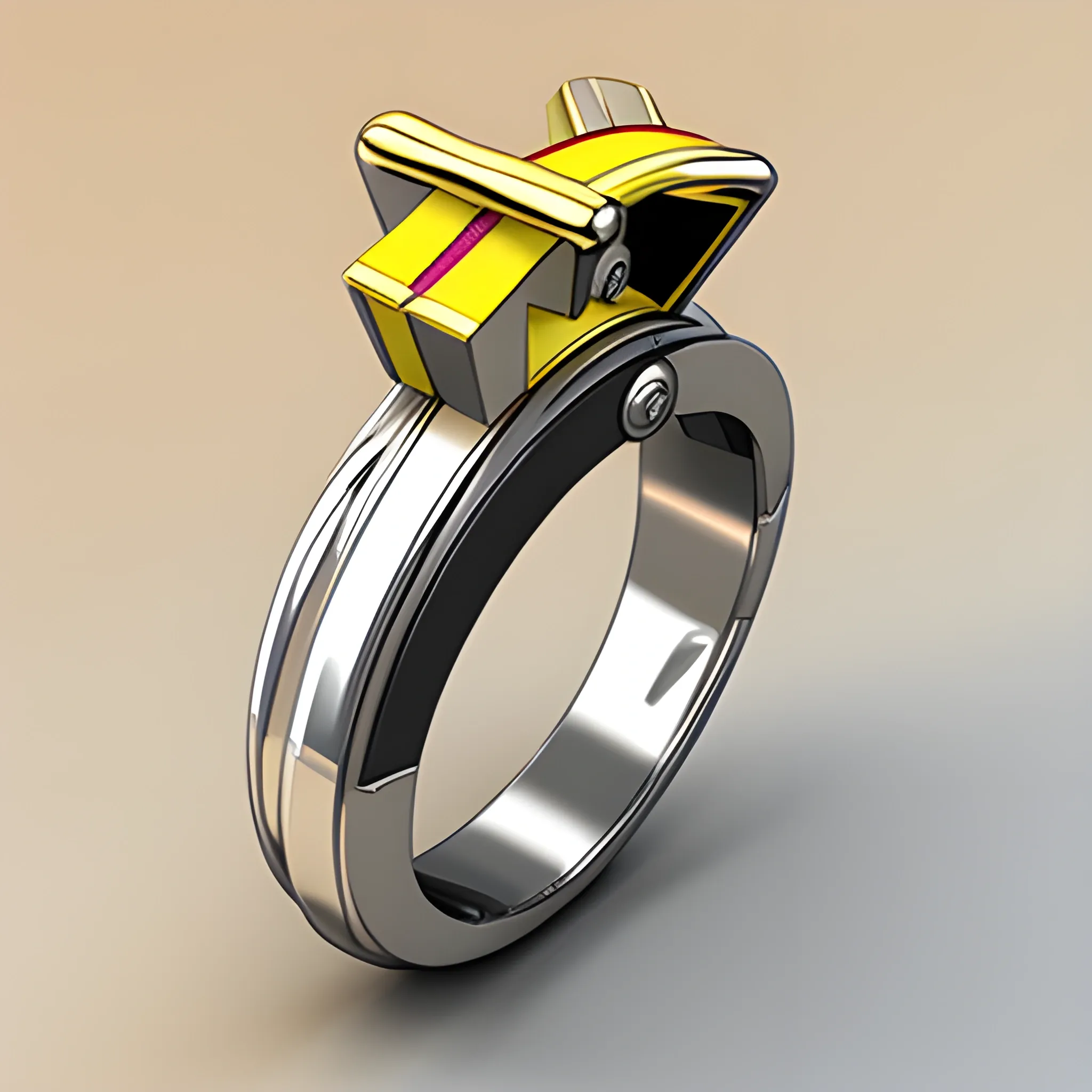 anillo hermoso de plata cpn oro zafiro montado en bicel , Cartoon, 3D, Pencil Sketch