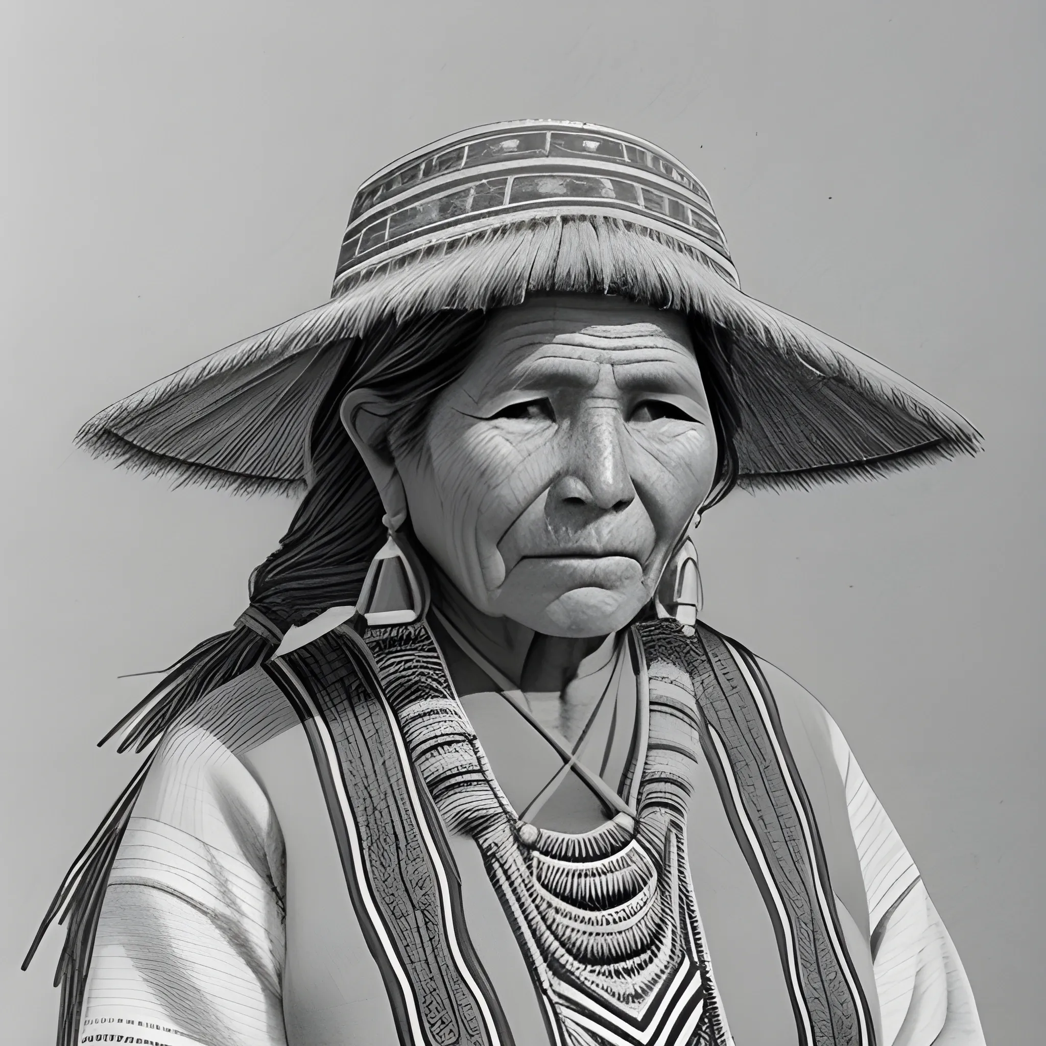  An Andean woman weaver, symbolizing tradition and ancestral resilience., Pencil Sketch