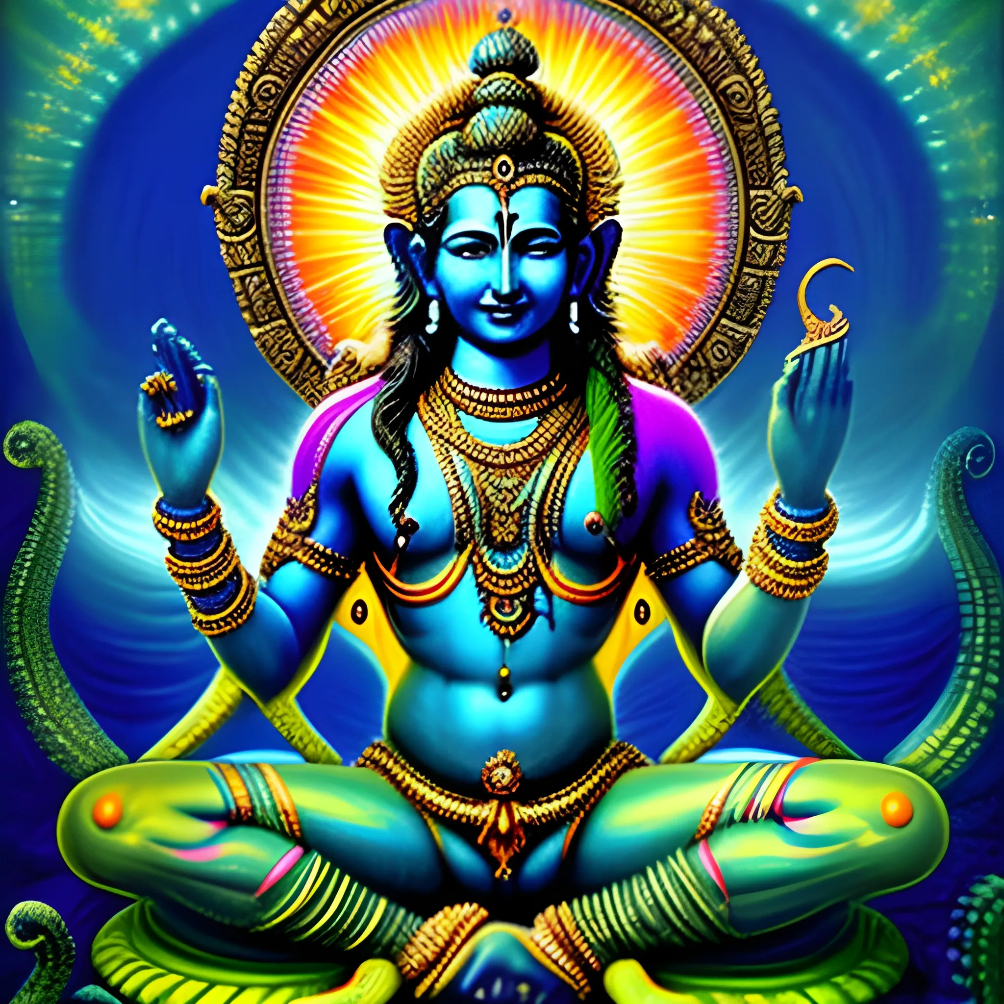 Realistic Picture of Lord Vishnu, Trippy - Arthub.ai