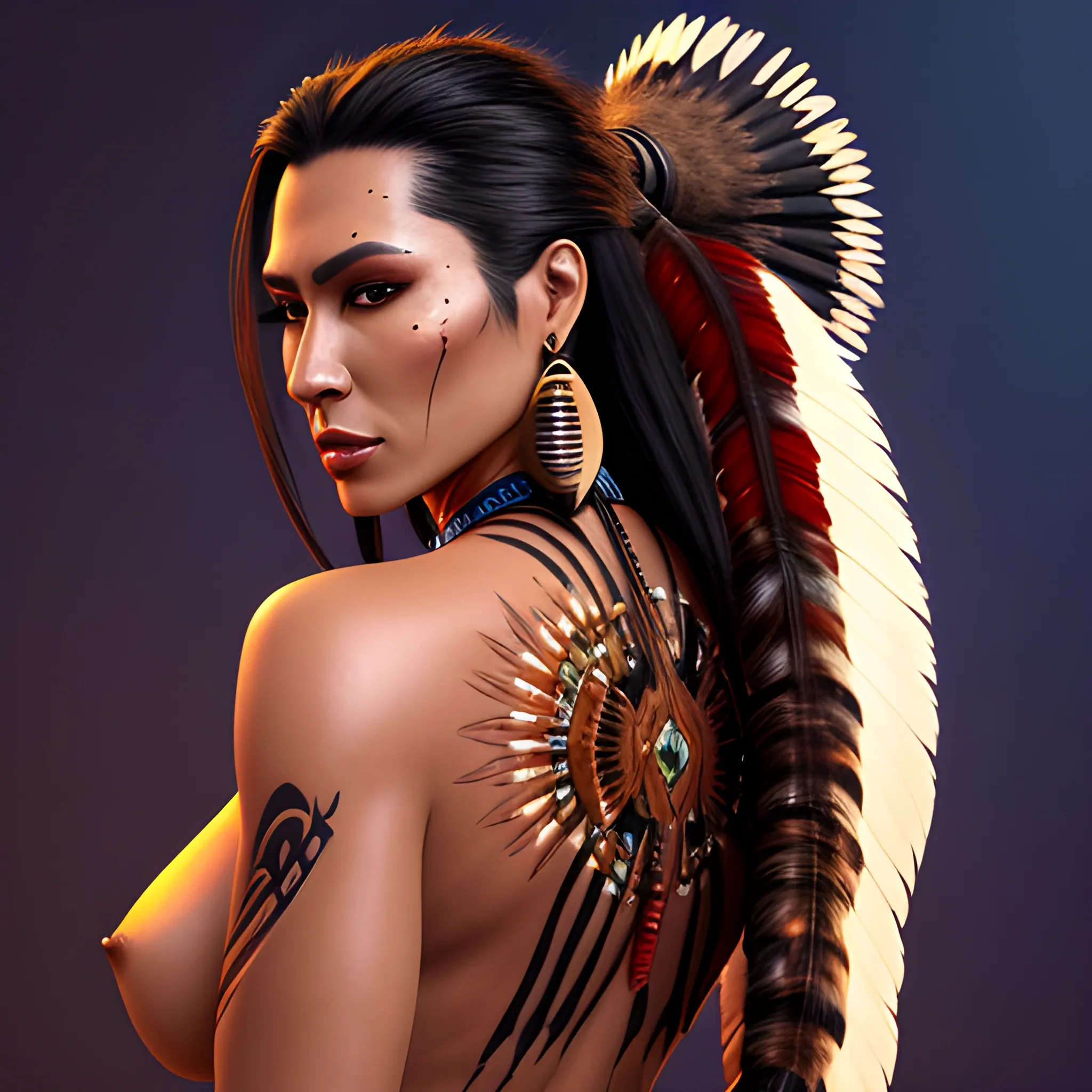 a native american sexy woman))),Style: Biopunk, Medium: Digit 