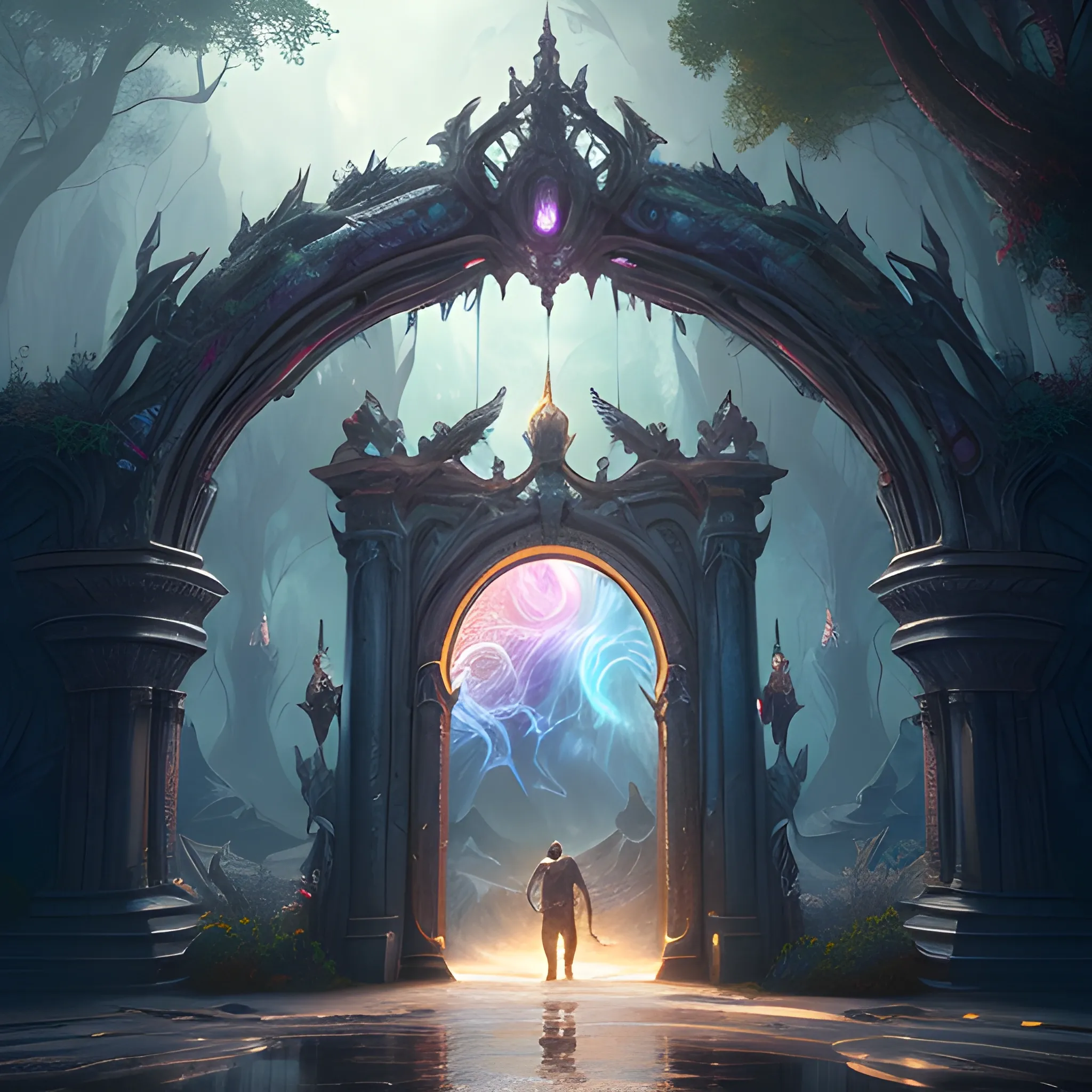 a man being pulled into a magical portal, photorealistic, hyperrealistic, 8k, detailed, high resolution, detailed matte painting, deep color, fantastical, intricate detail, splash screen, complementary colors, fantasy concept art, 8k resolution trending on Artstation Unreal Engine 5