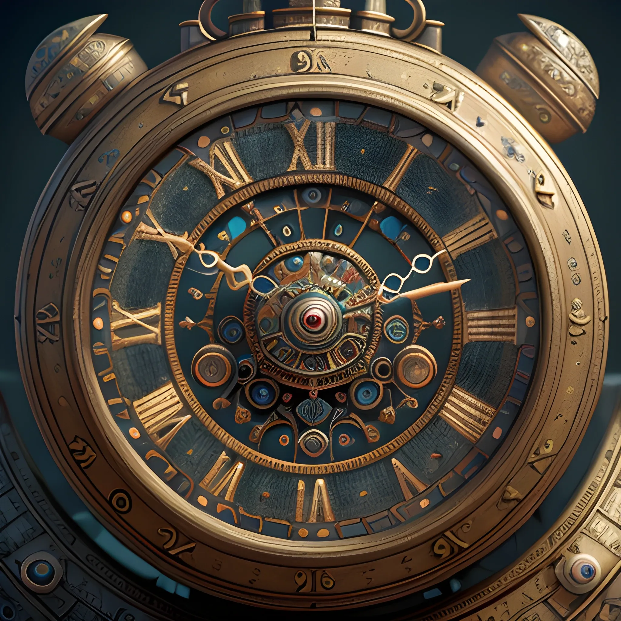 clock, ancient pocket clock, magical pocket clock, 8k, high resolution, detailed, photorealistic, hyperrealistic, 8k, detailed, high resolution, detailed matte painting, deep color, fantastical, intricate detail, splash screen, complementary colors, fantasy concept art, 8k resolution trending on Artstation Unreal Engine 5