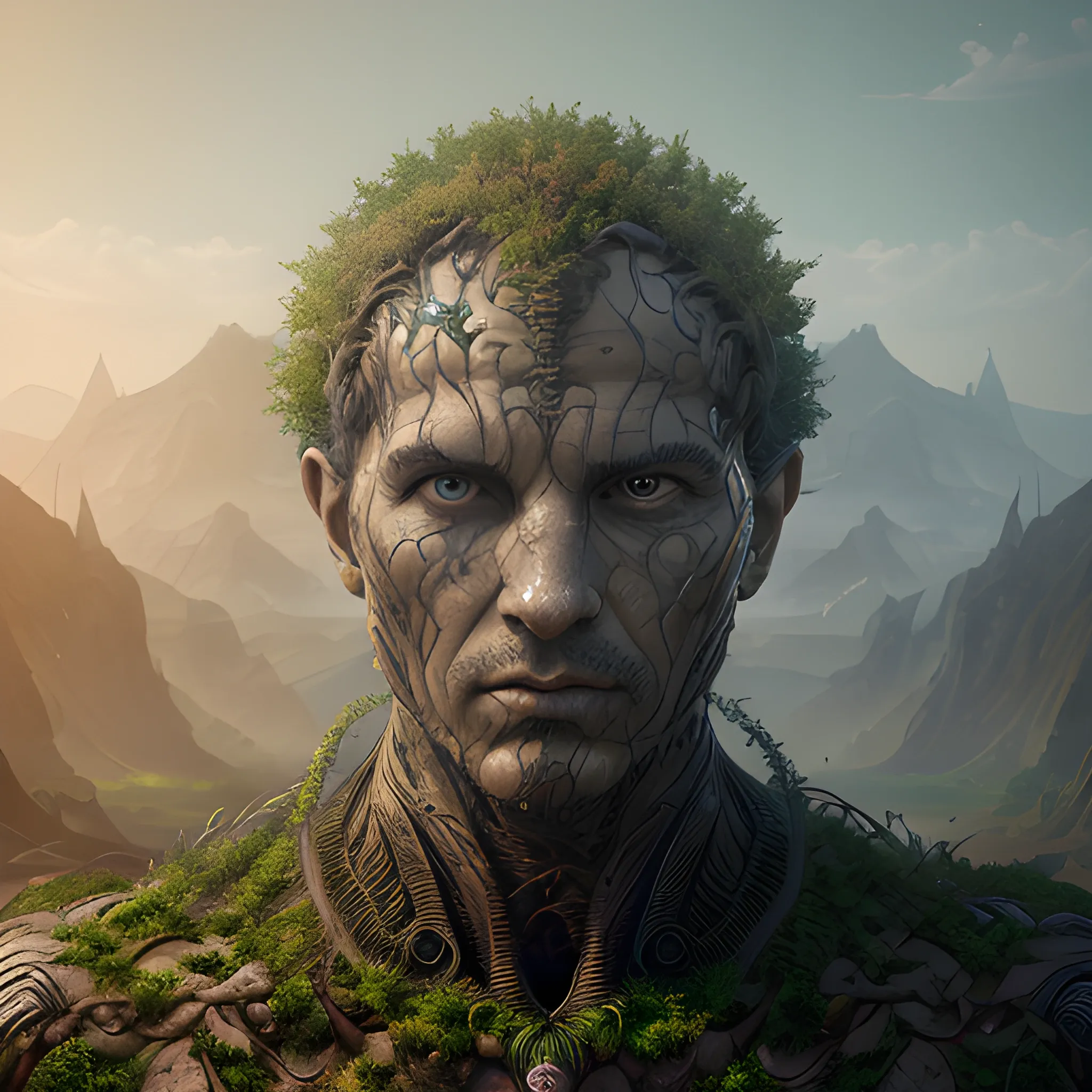 man made of earth, earth man, magic, ground, 8k, high resolution, detailed, photorealistic, hyperrealistic, 8k, detailed, high resolution, detailed matte painting, deep color, fantastical, intricate detail, splash screen, complementary colors, fantasy concept art, 8k resolution trending on Artstation Unreal Engine 5