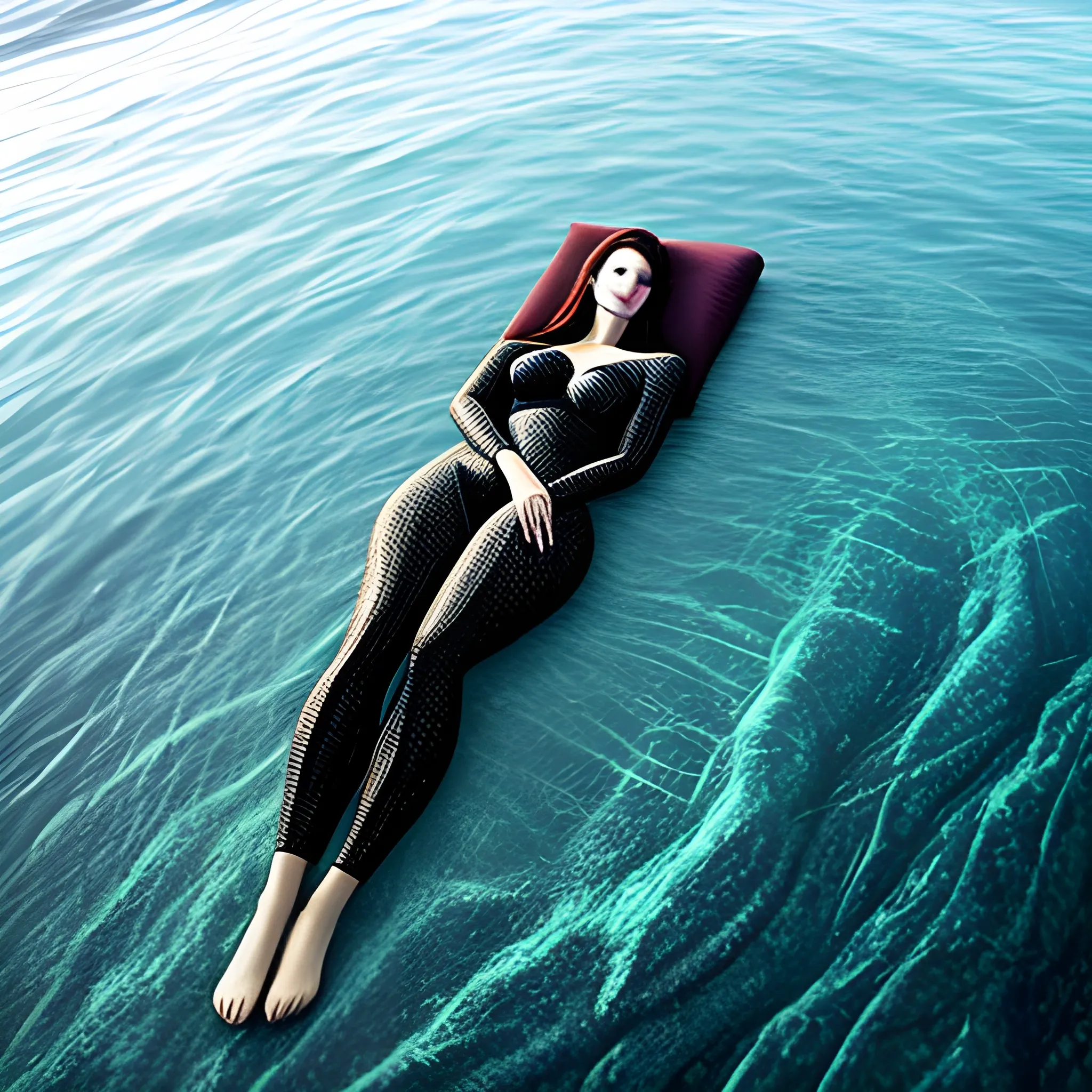 sleeping girl in depth of sea