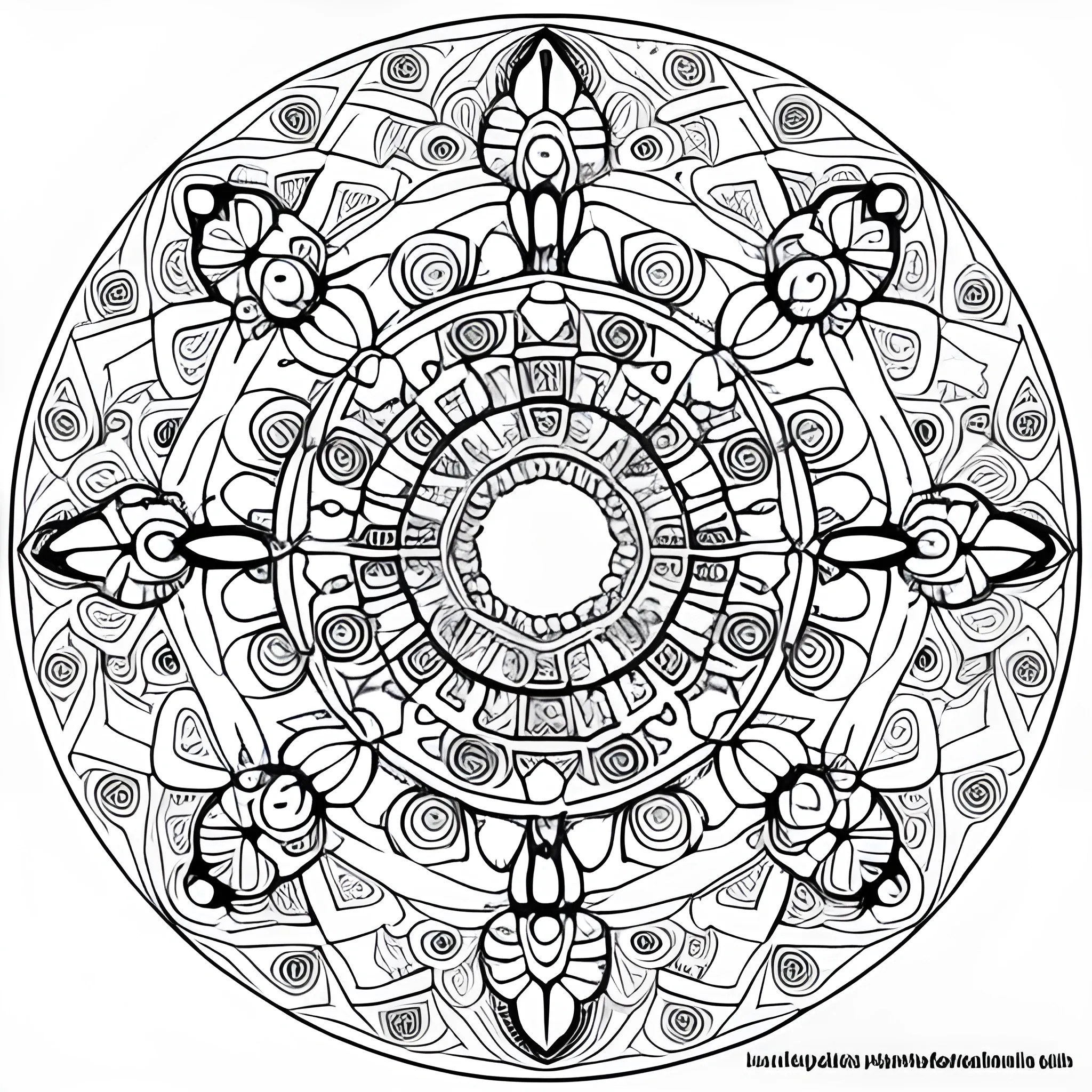 coloring book page detailed mandala dragon, inside a floral circle, white background, stencil bold lines, floral, inspired in the arabic culture