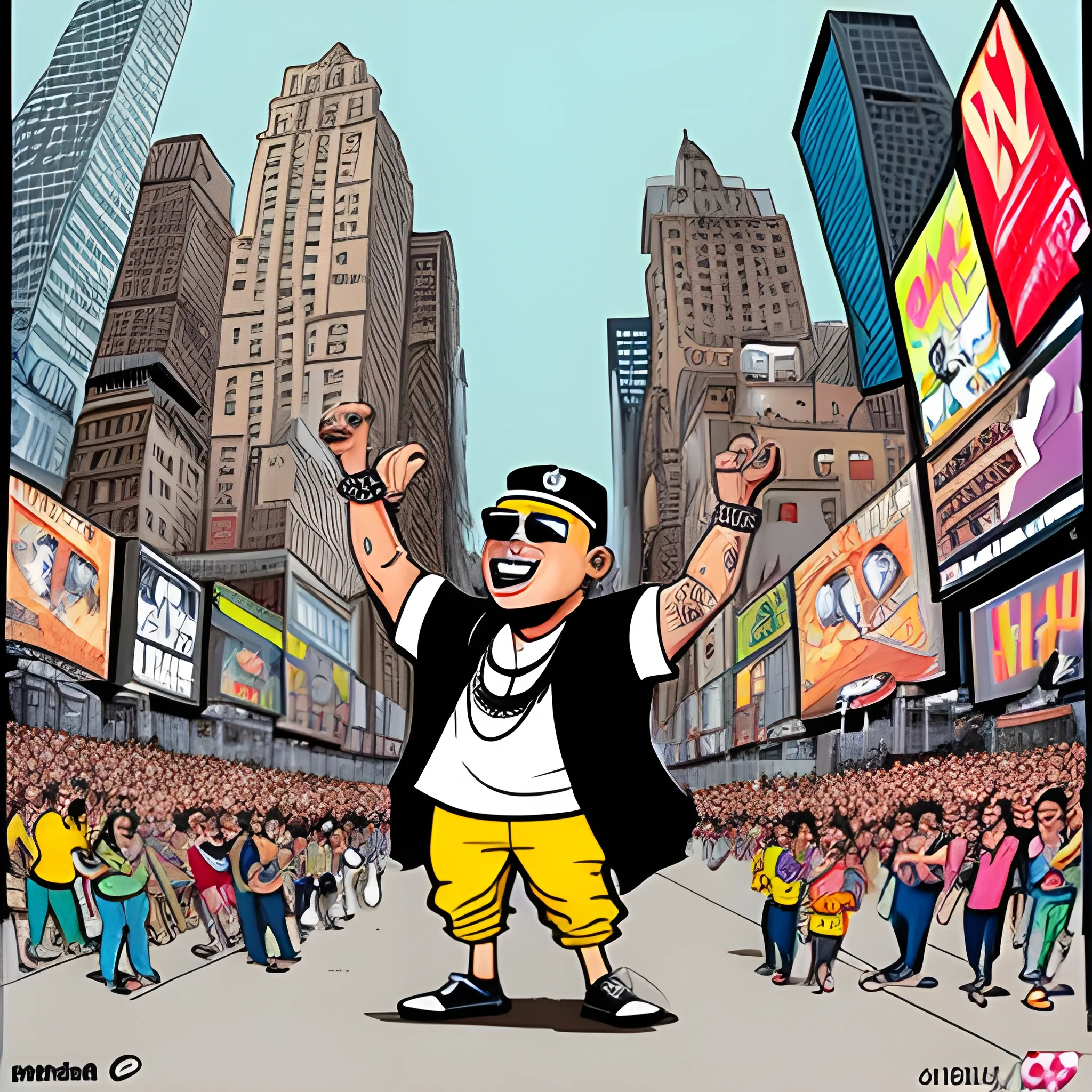 Tibu Hip Hop celebrando en las calles de New York, Cartoon, Cartoon