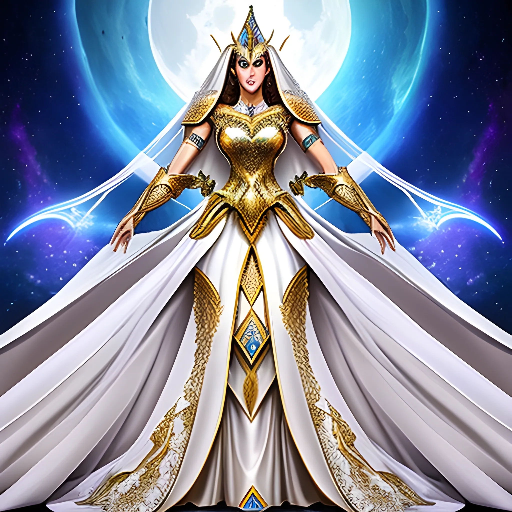 princess wedding dress warrior moon goddess armor majestic supreme powerful starchild thoth she-ra extravagant fantasy gown
