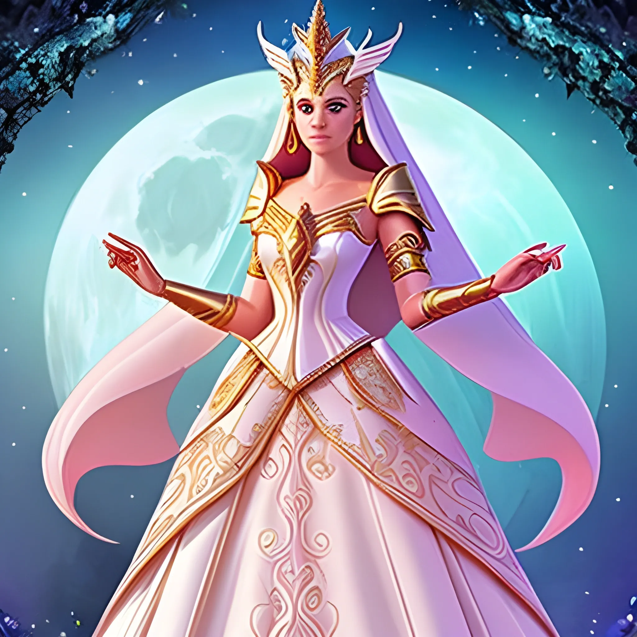 princess wedding dress warrior moon goddess armor majestic she-ra extravagant fantasy gown