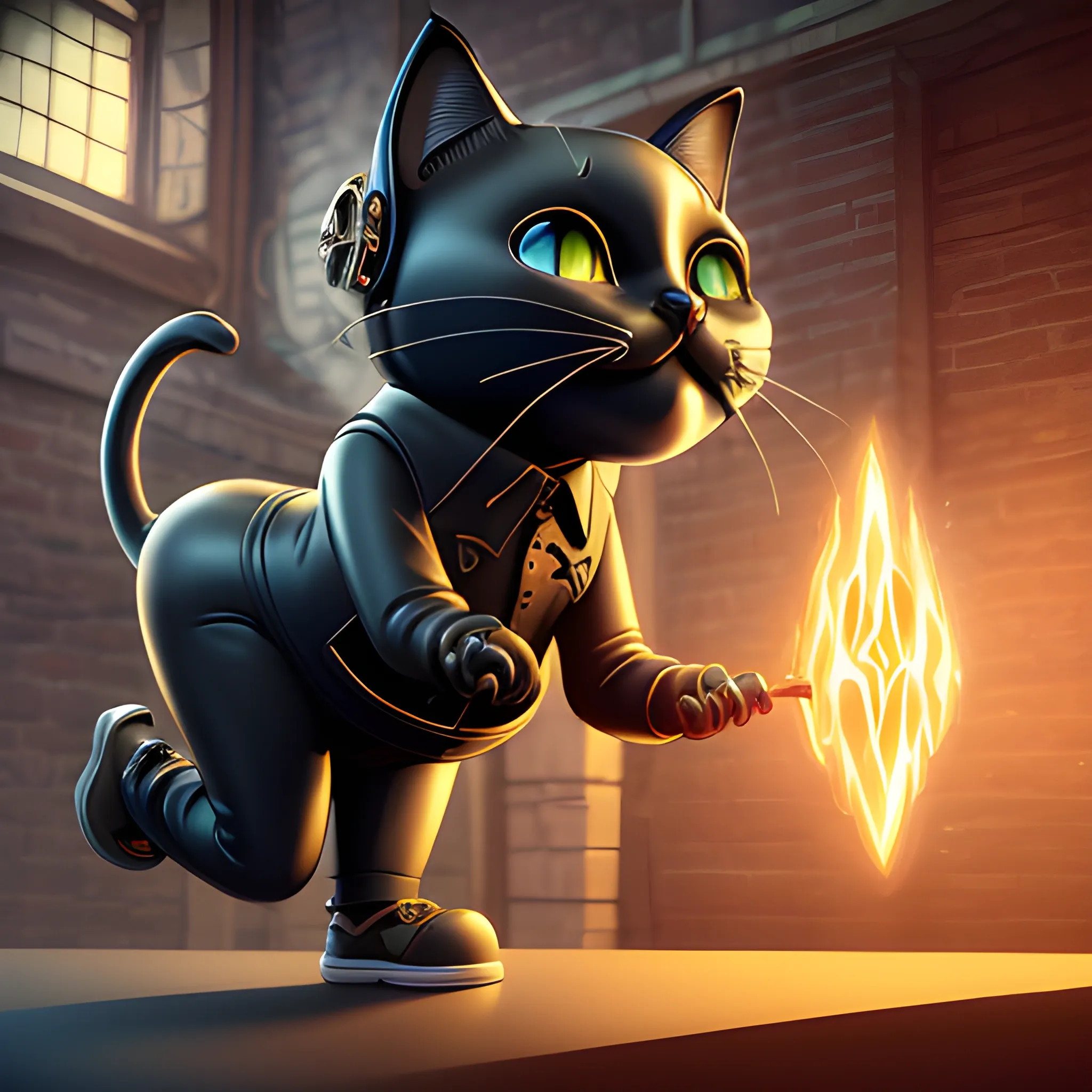 artwork by Jarosław Jaśnikowski, portrait, 3D rendering, behance, intricate details, thick hip hop cartoon of adorable black cat. stupid anthropomorphic wearing sneakers, Meek Bob hairstyle, lightening up, extremely detailed CG Unity 8k wallpaper, (high quality), (detailed), (masterpiece), (best quality), (highres), (extremely detailed), (8k ), (NSFW:0.5), (ultra verbose)