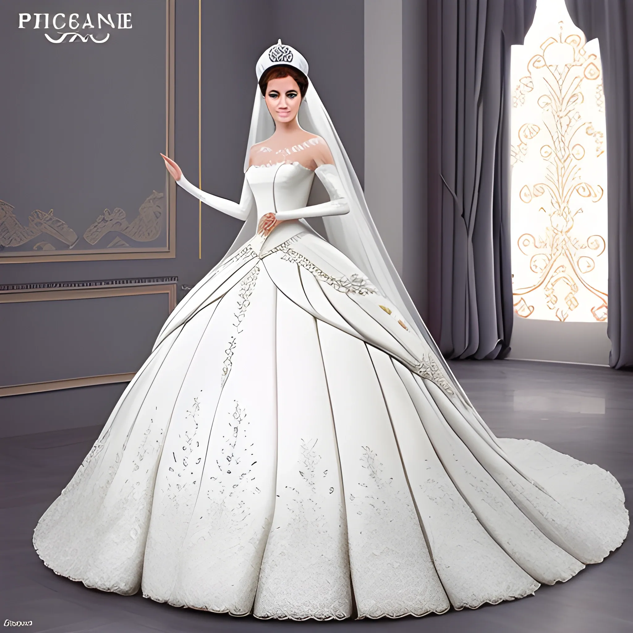 princess wedding dress majestic realistic extravagant design