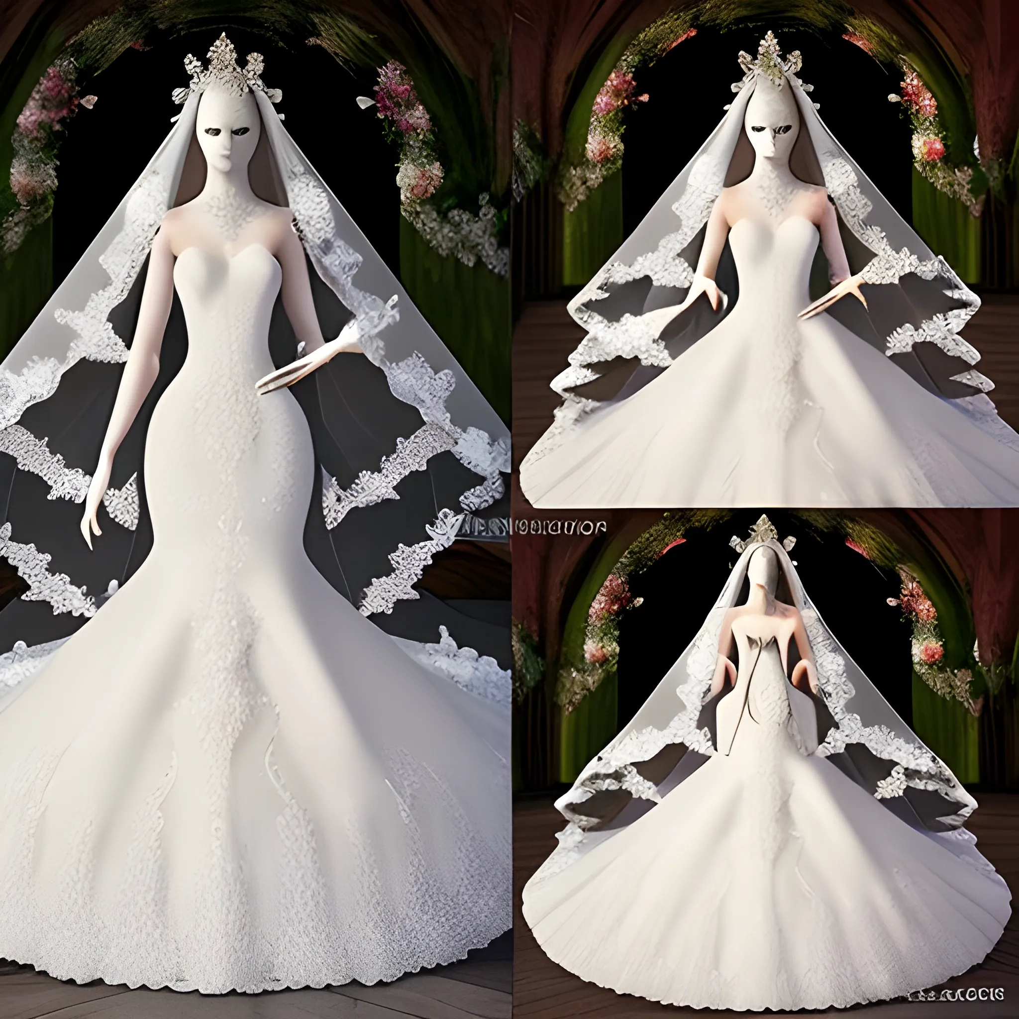 Ethereal goddess wedding dress majestic realistic extravagant design