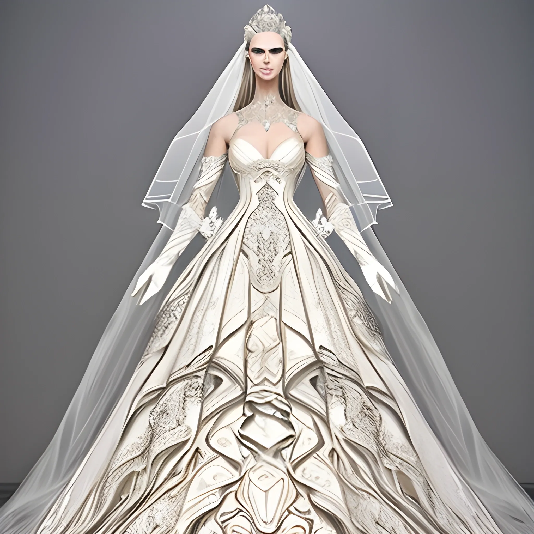 Ethereal goddess wedding dress majestic realistic extravagant design warrior goddess goddess